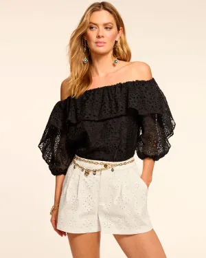 Salma Eyelet Ruffle Off-The-Shoulder Blouse