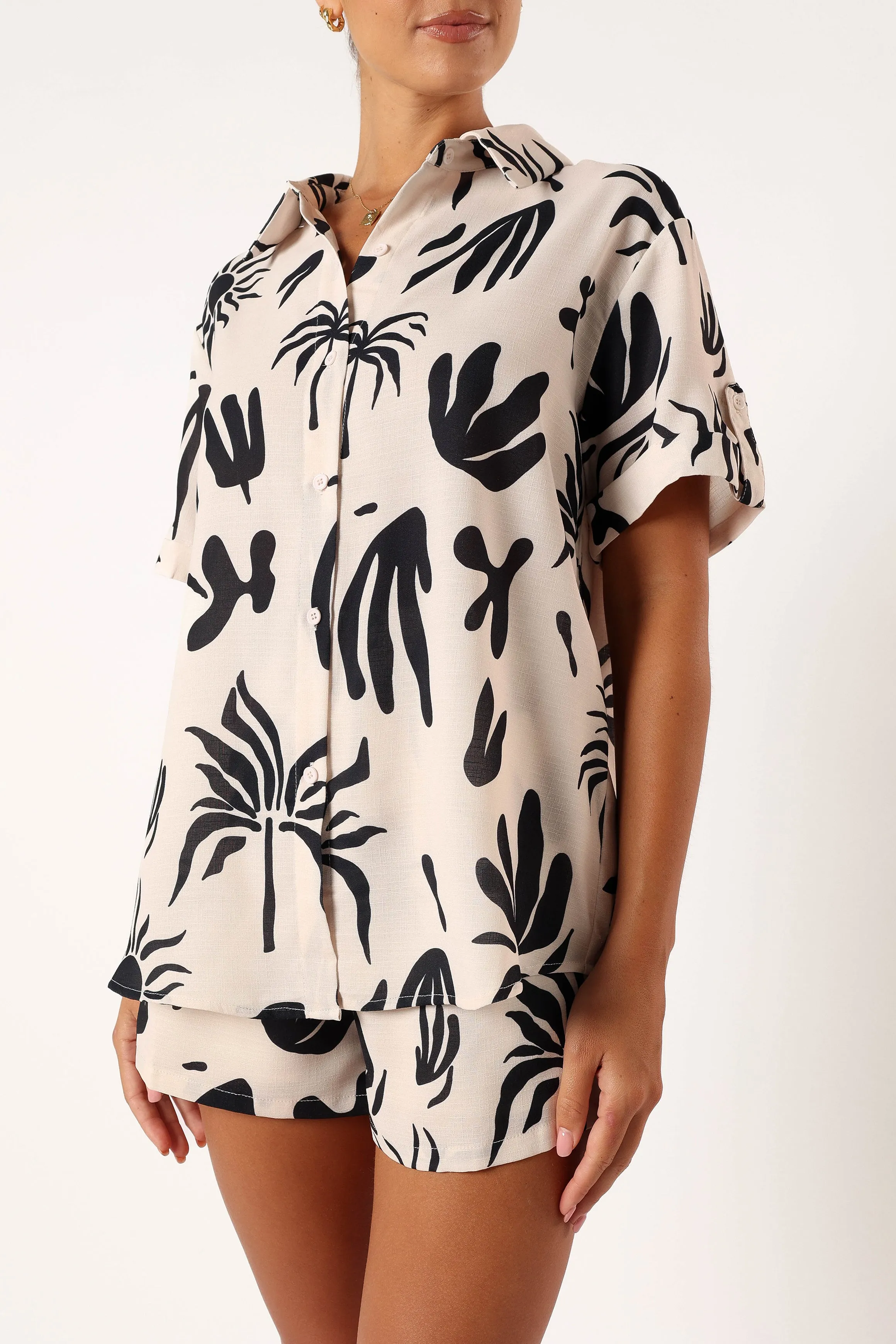 Sawyer Short Sleeve Shirt - Beige Black