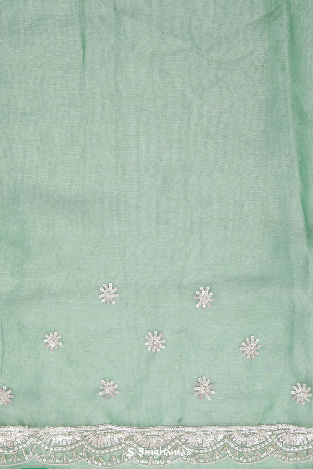 Sea Green Crafted Jaali Tissue Saree