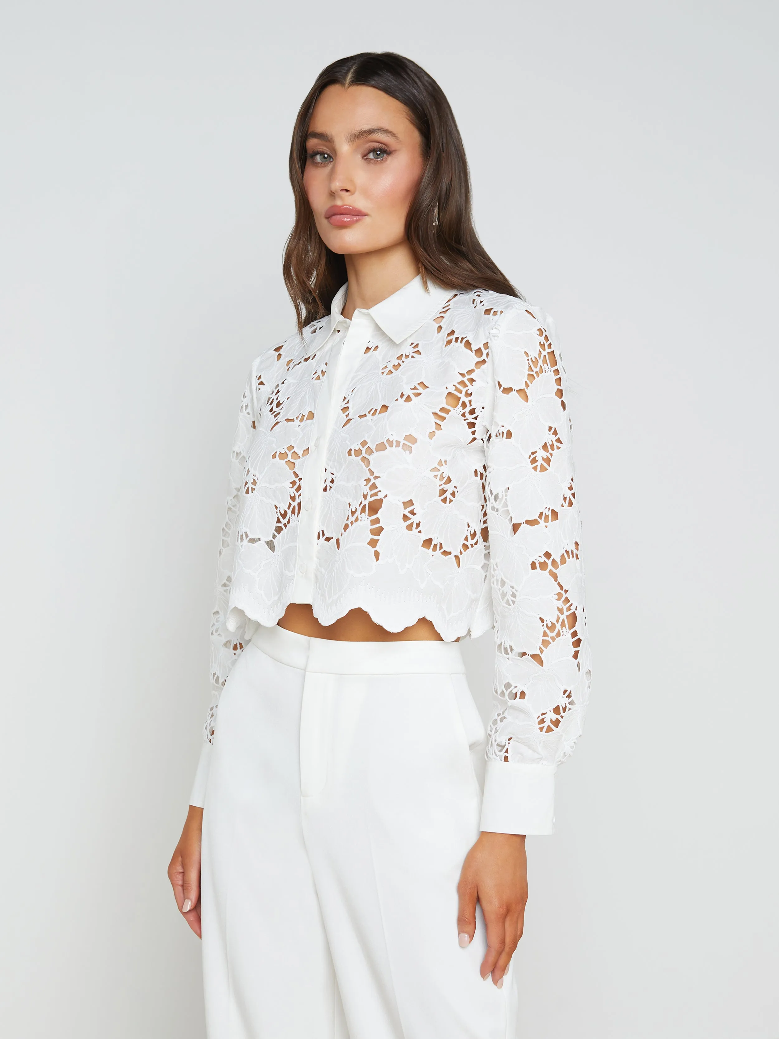 Seychelle Cropped Lace Blouse