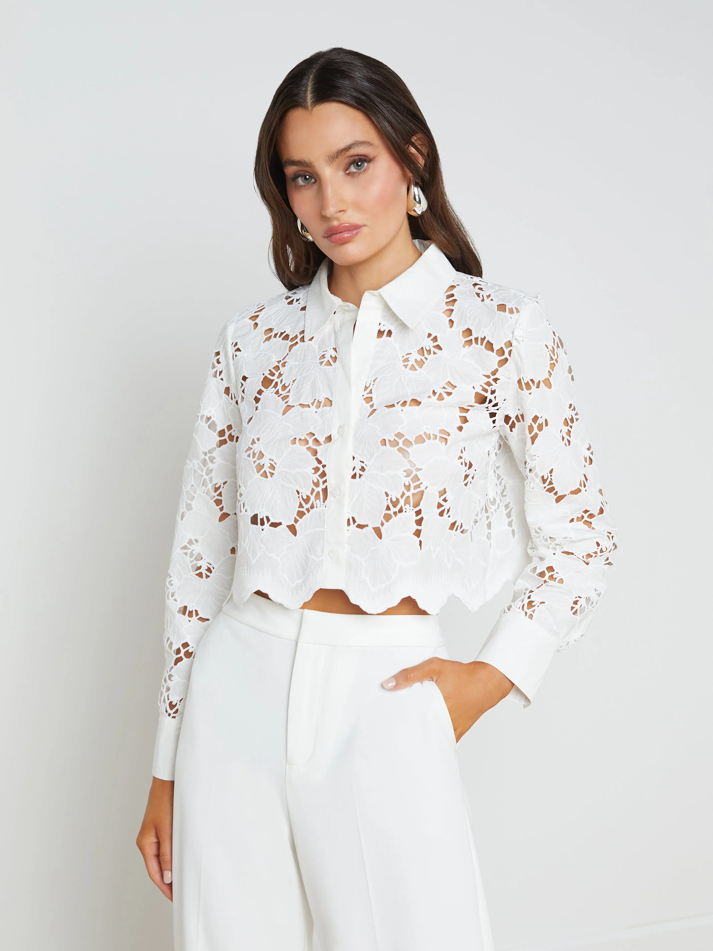Seychelle Cropped Lace Blouse