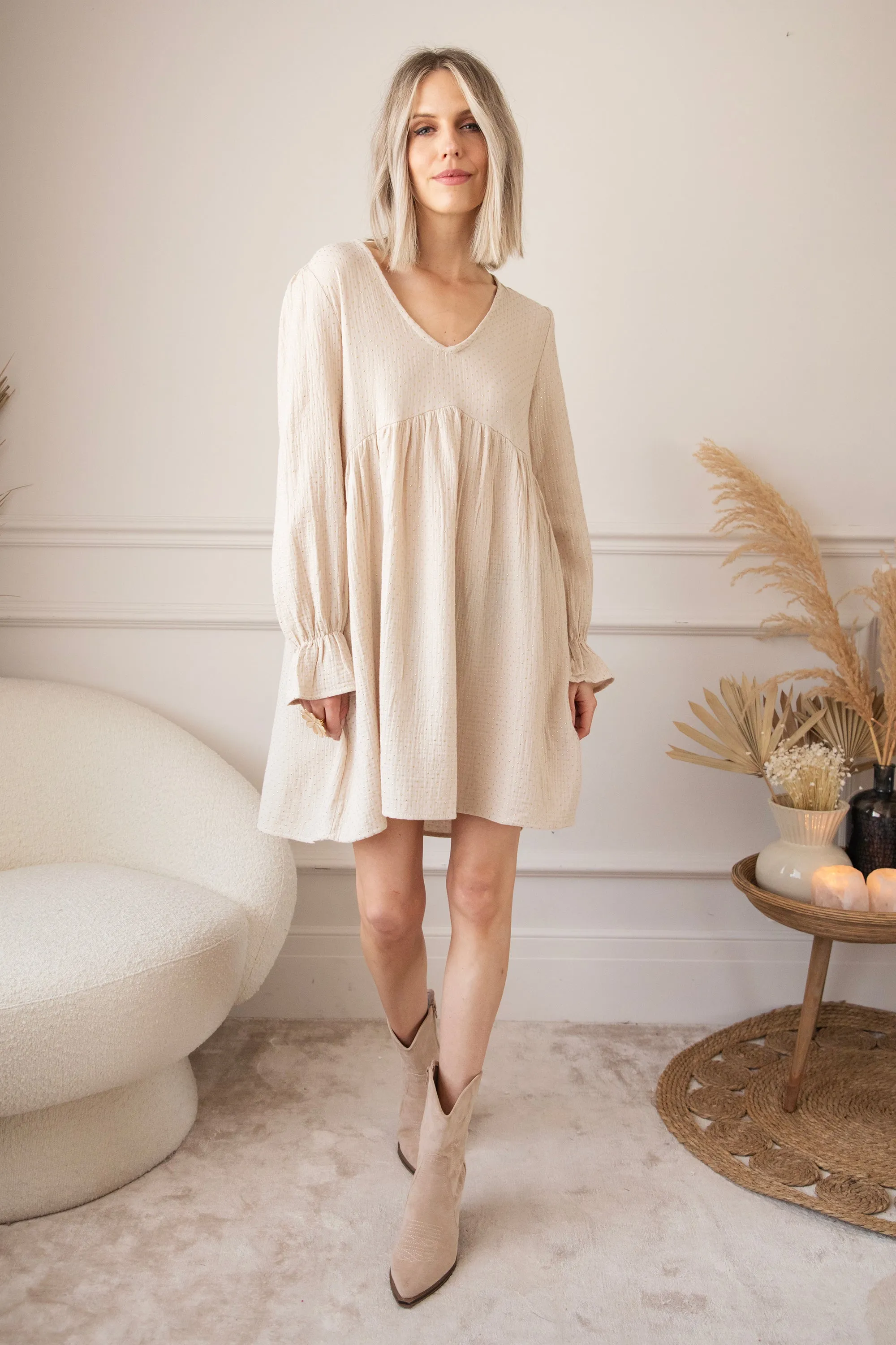 Shine Like Gold Beige - Jurk