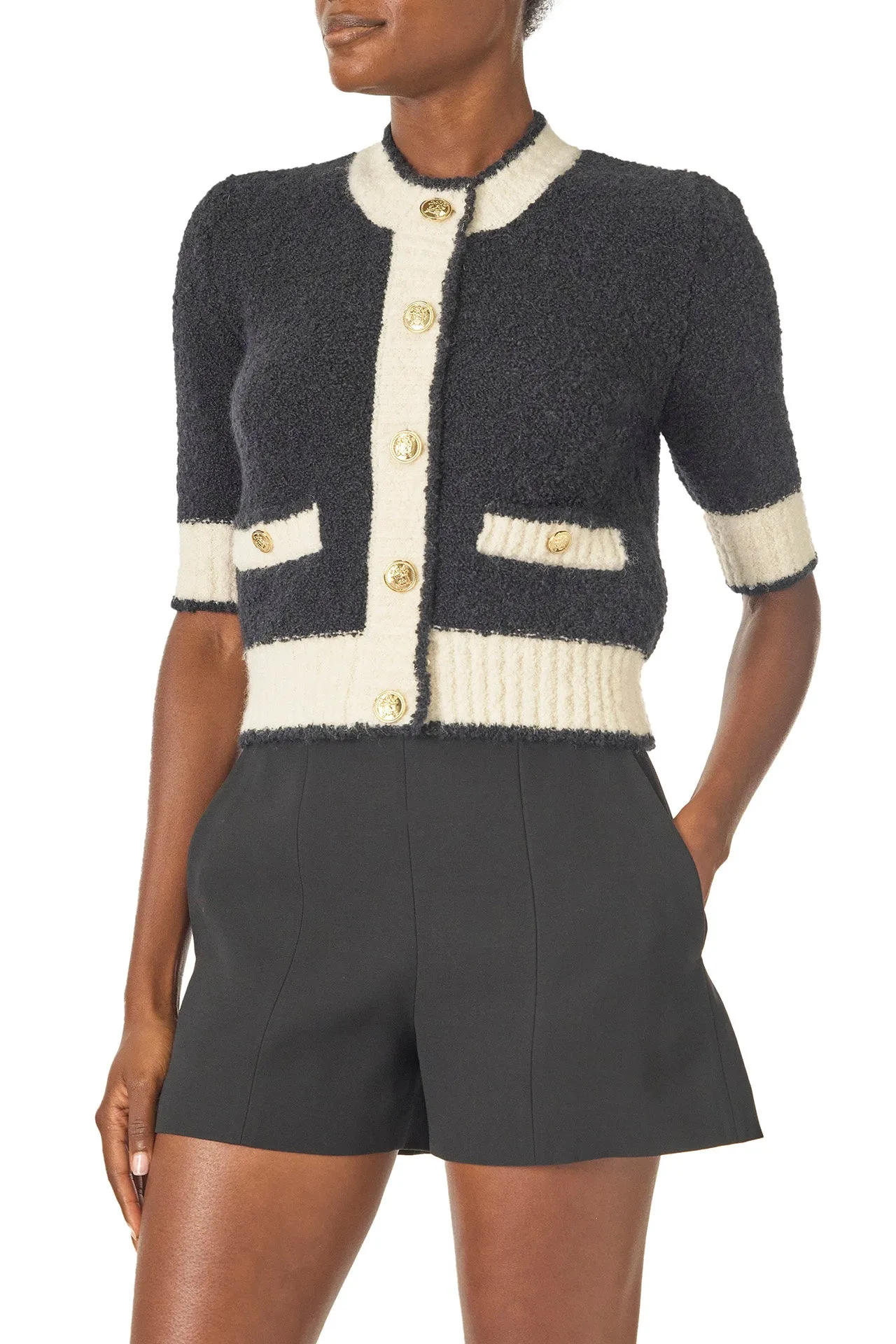 Short Sleeve Knit Cardigan