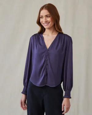 Smocked Cuff Button Down - Galaxy Smoke