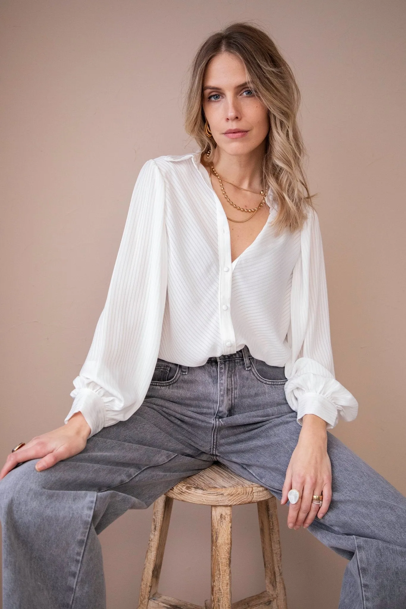 Sophisticated Stripes White - Blouse