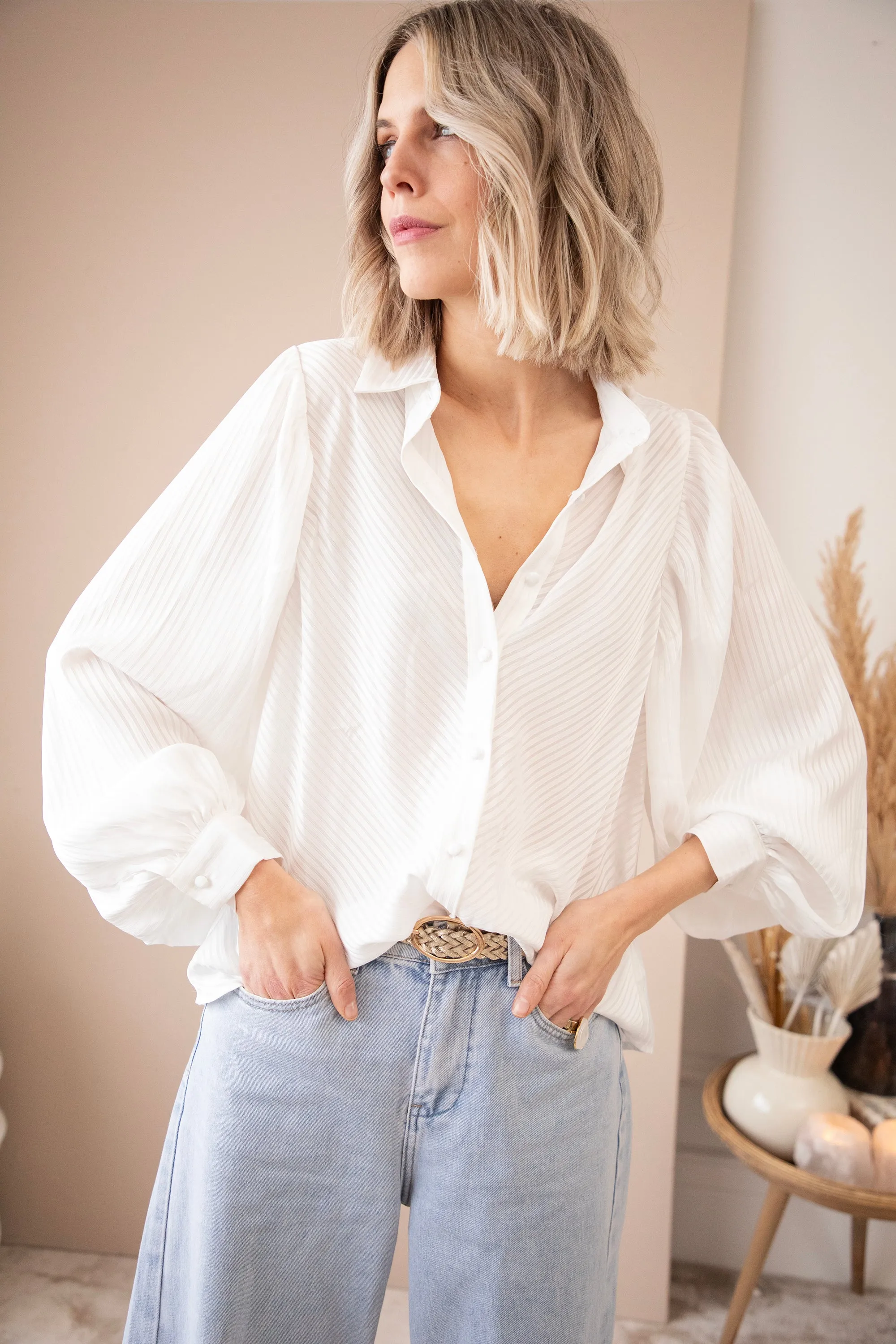 Sophisticated Stripes White - Blouse