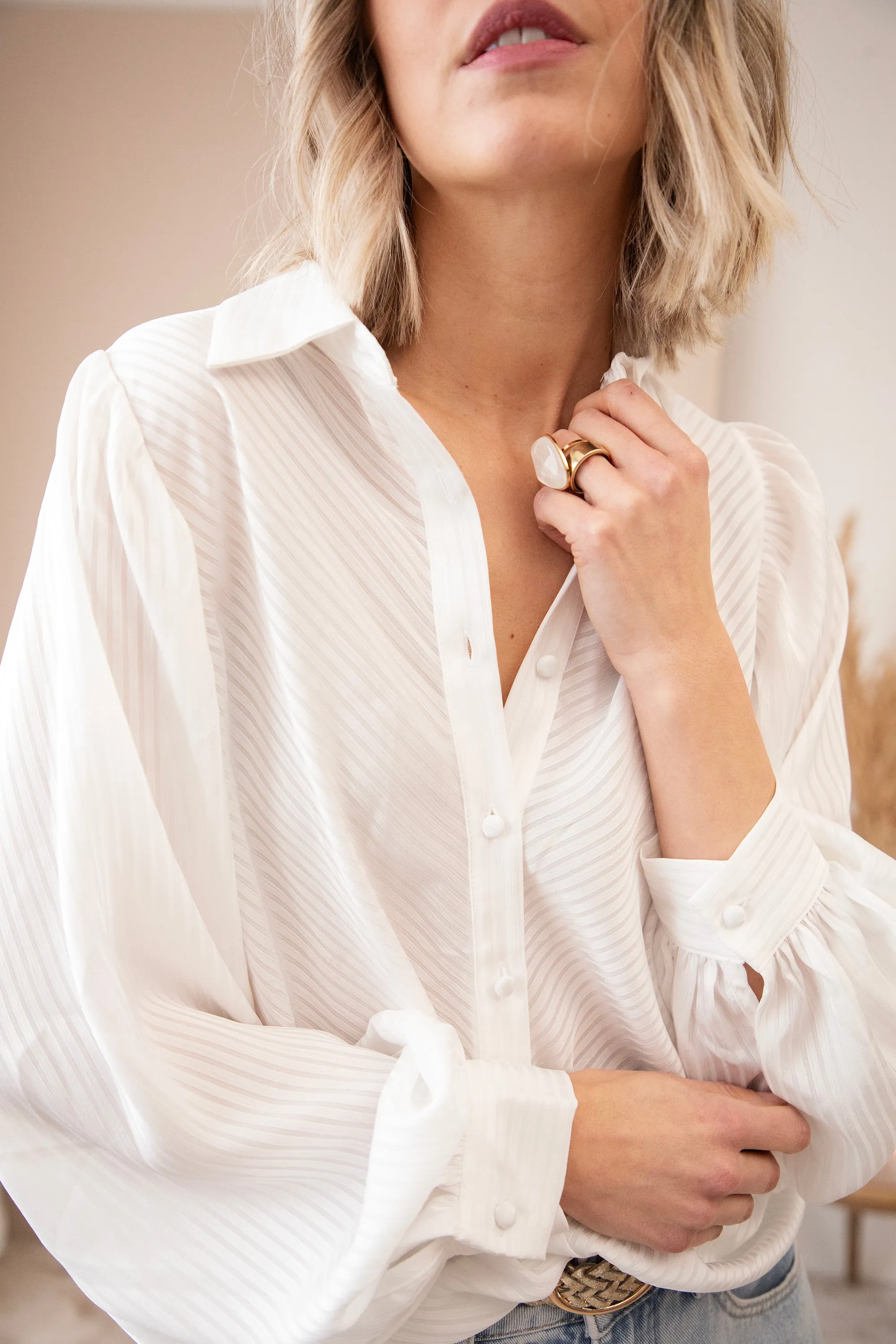 Sophisticated Stripes White - Blouse