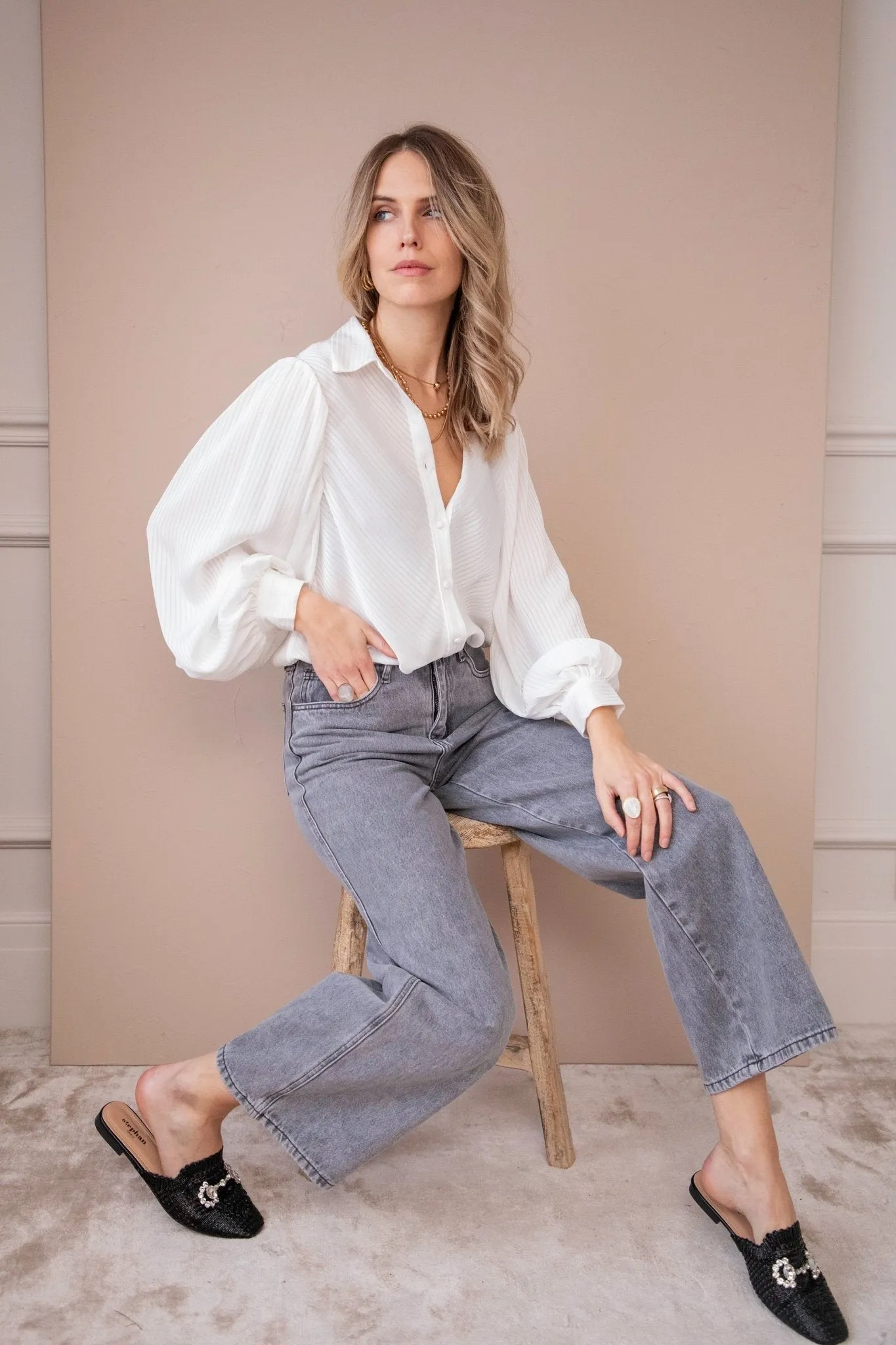 Sophisticated Stripes White - Blouse