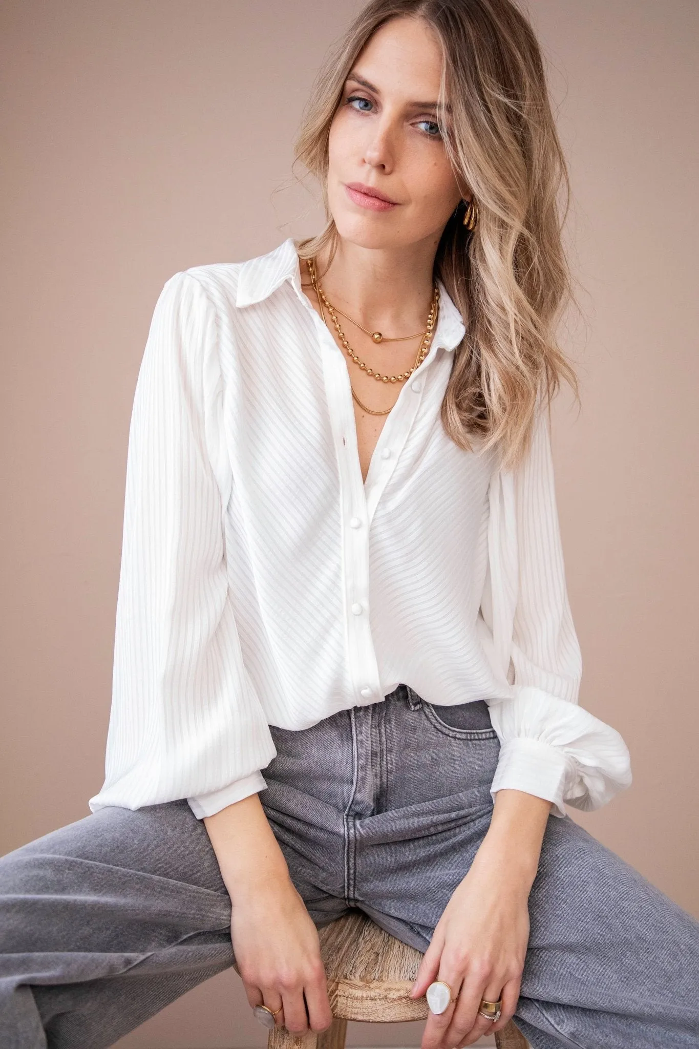 Sophisticated Stripes White - Blouse