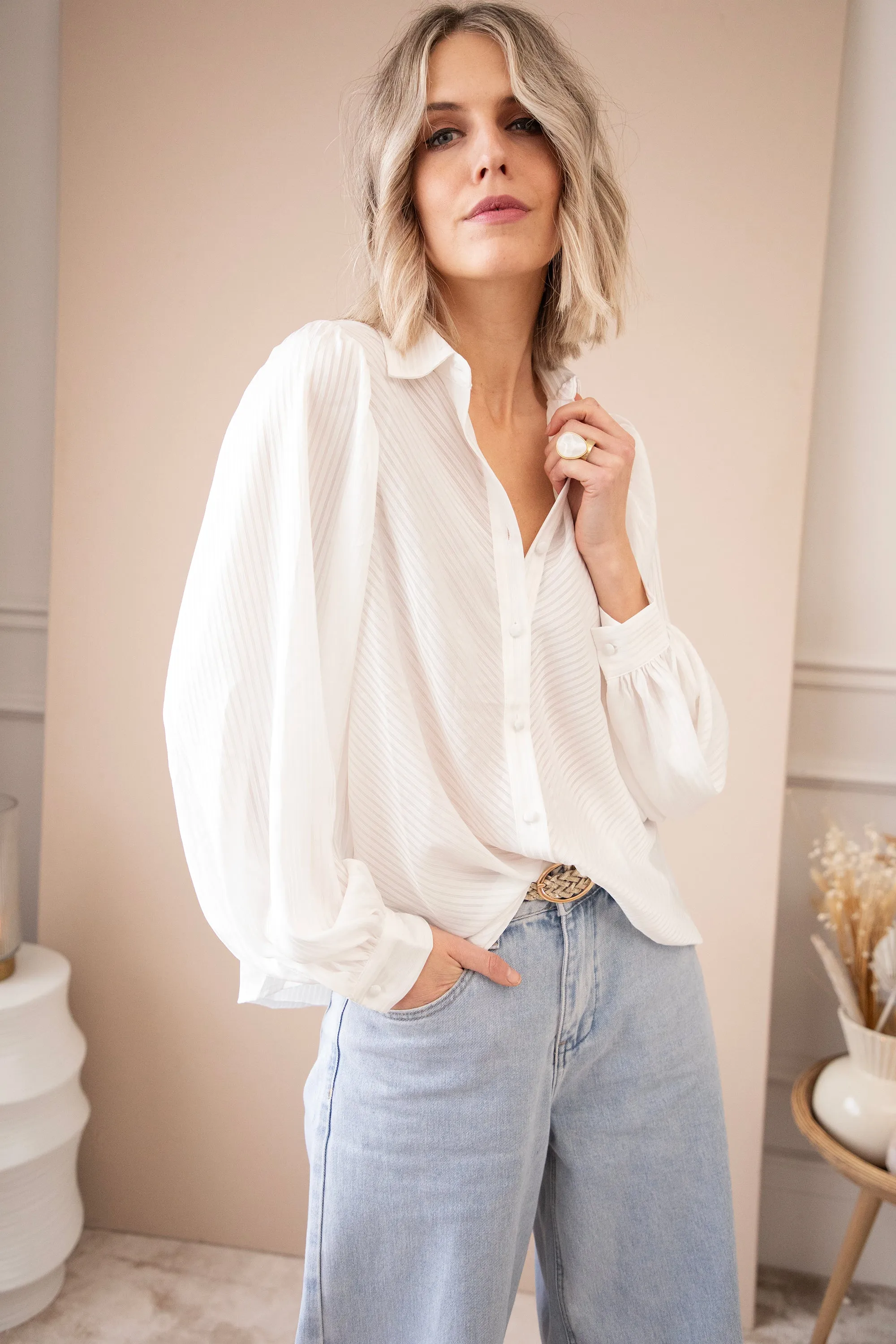 Sophisticated Stripes White - Blouse