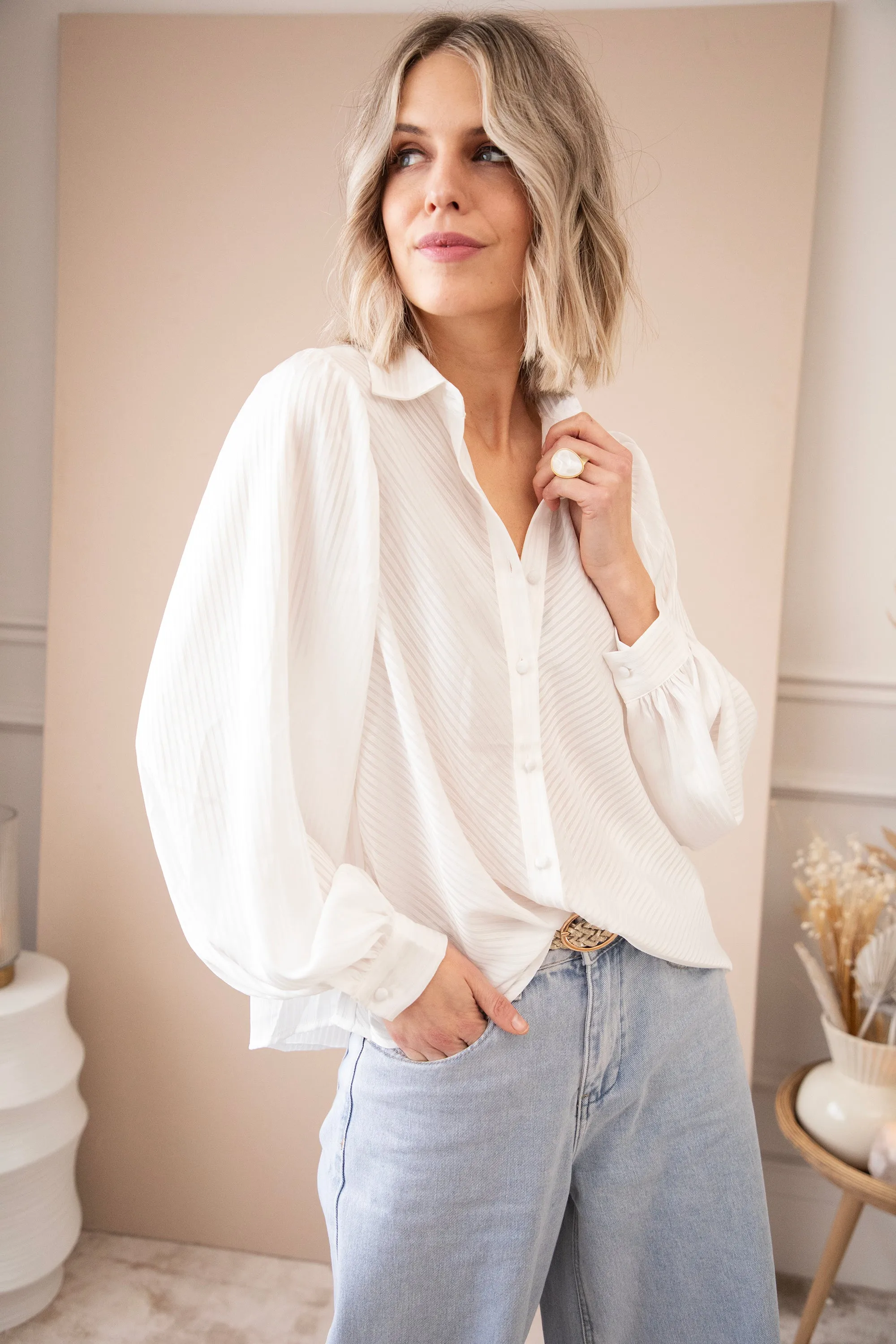Sophisticated Stripes White - Blouse