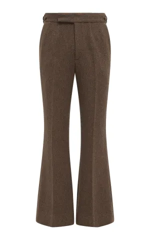 Stevie Pant in Chocolate Multi Virgin Wool Cashmere Herringbone