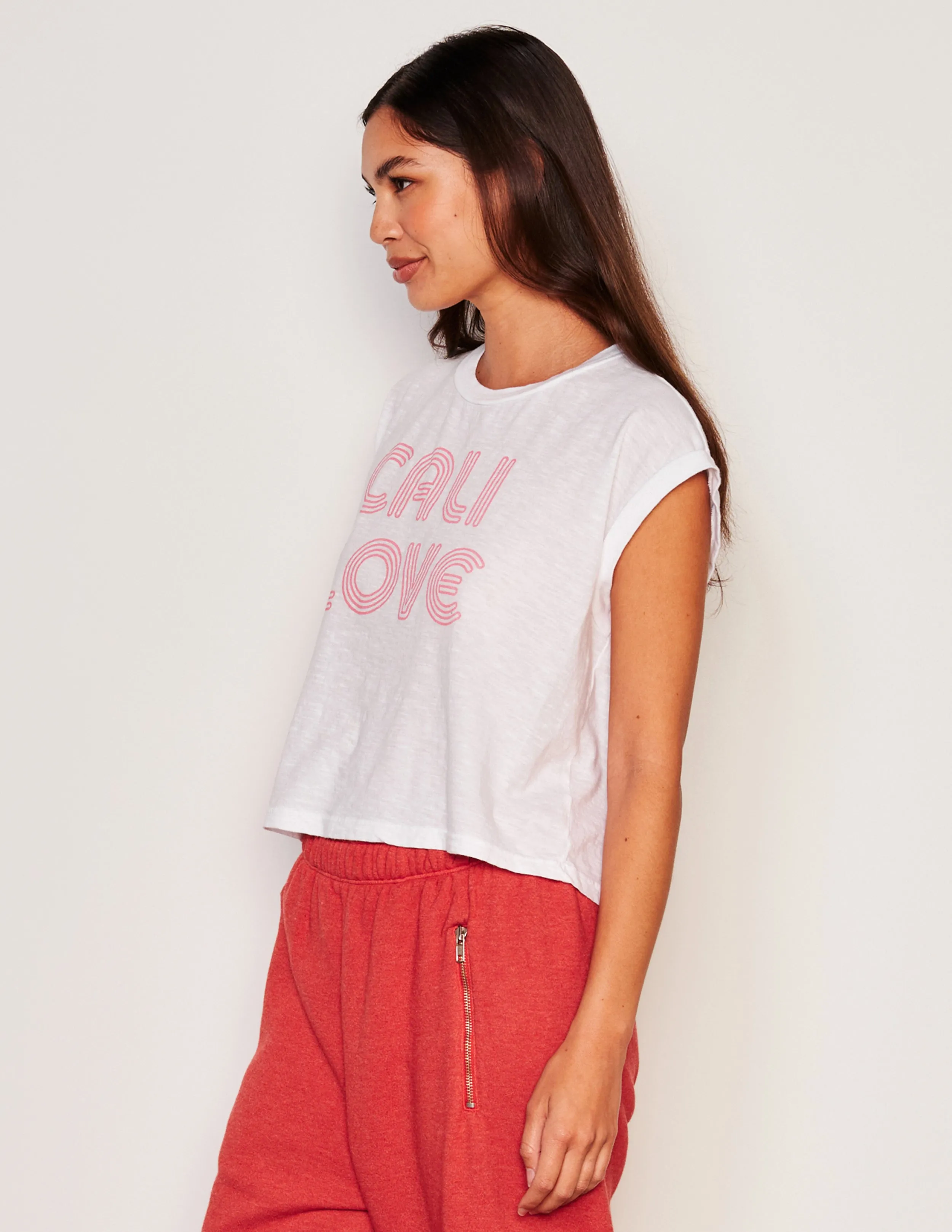 Sundry Cali Love Muscle Tank in Optic White