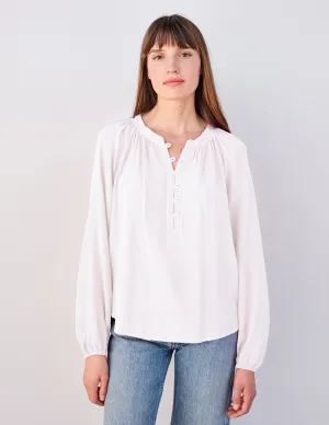 Sundry Long Sleeve Flowy Blouse in White