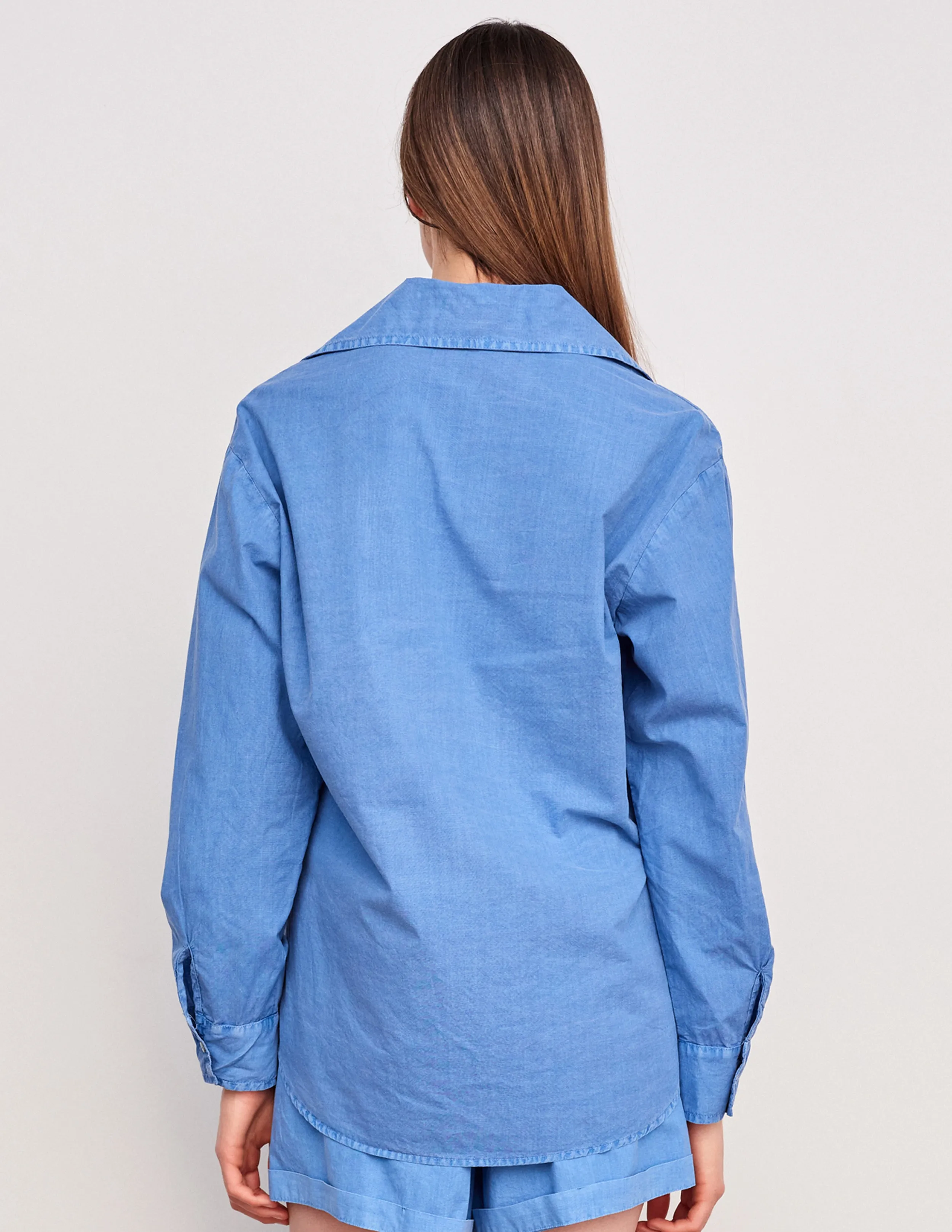 Sundry Voile Button Down in Pigment Azure