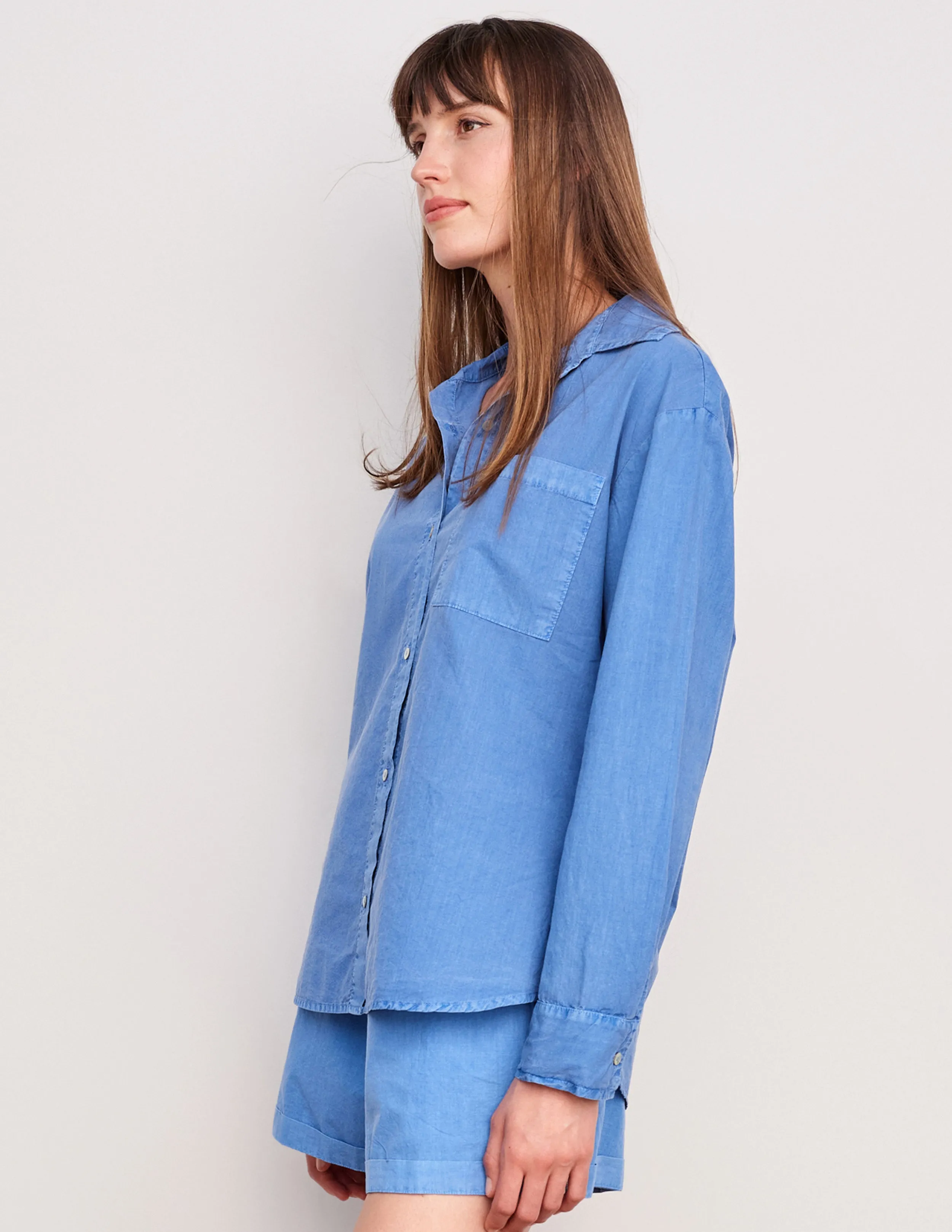 Sundry Voile Button Down in Pigment Azure