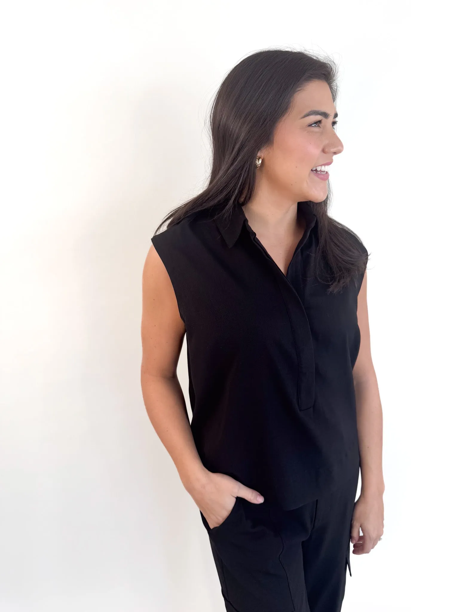 Suzie Sleeveless Elastic Waist Blouse