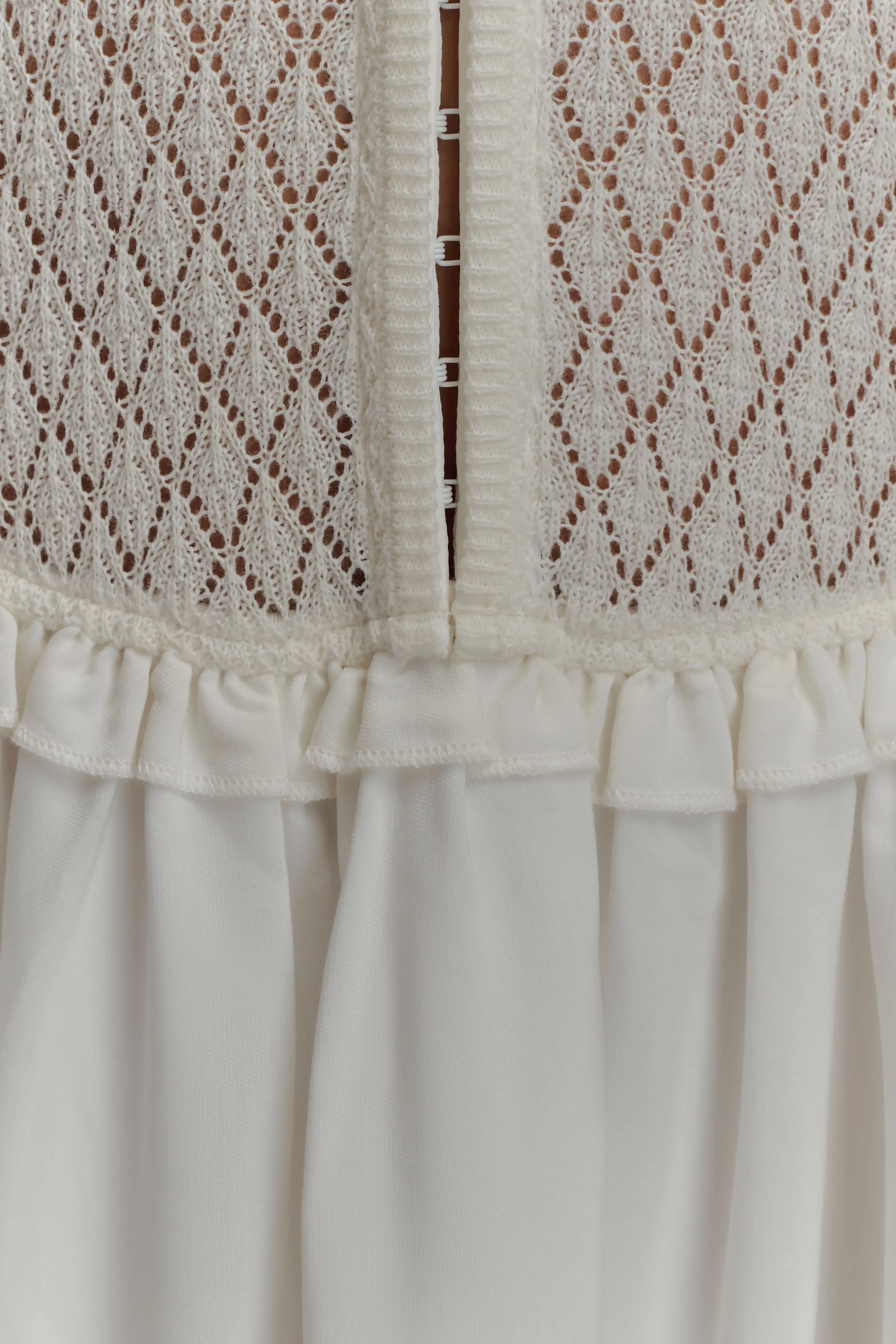 Tahlia Pointelle Knit Midi Dress - White