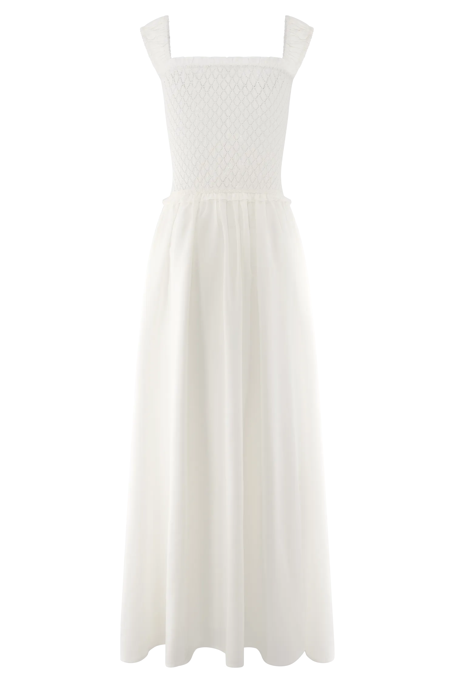 Tahlia Pointelle Knit Midi Dress - White