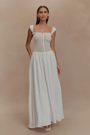 Tahlia Pointelle Knit Midi Dress - White