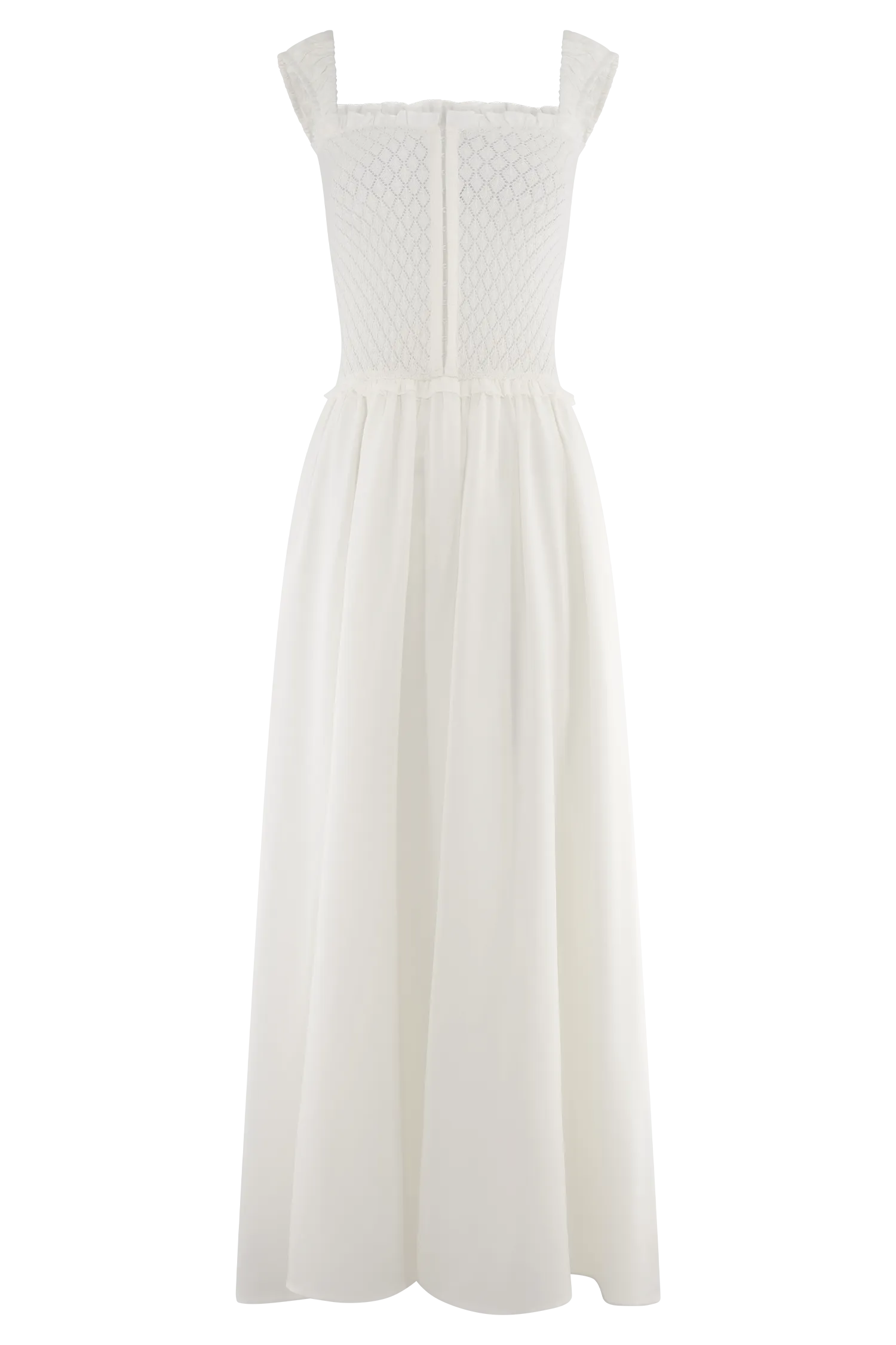 Tahlia Pointelle Knit Midi Dress - White