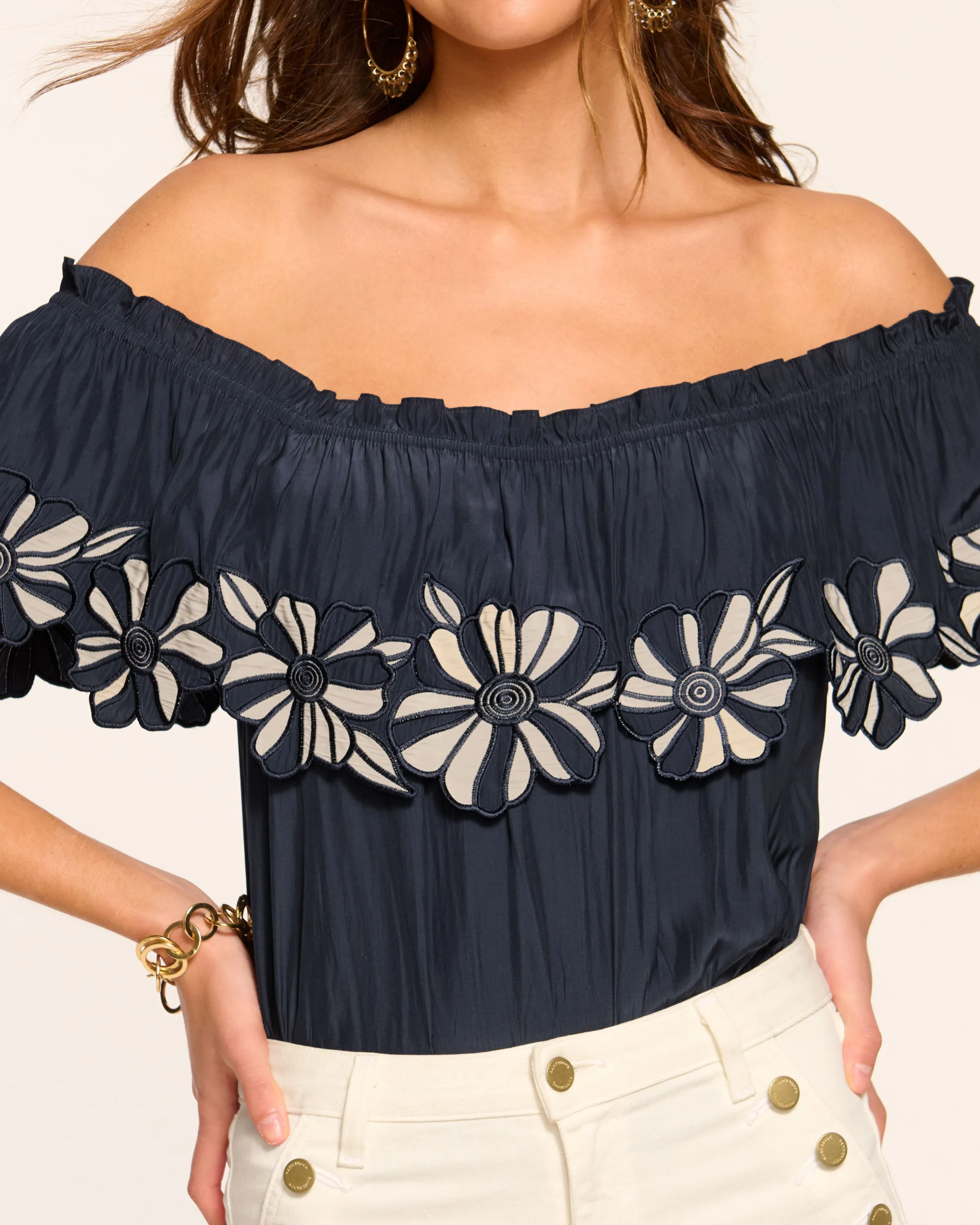 Terri Embellished Off-The-Shoulder Top