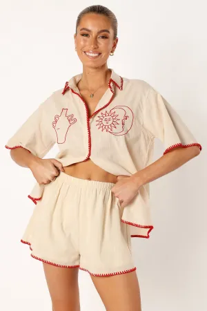 Tobi Short Set - Beige Red