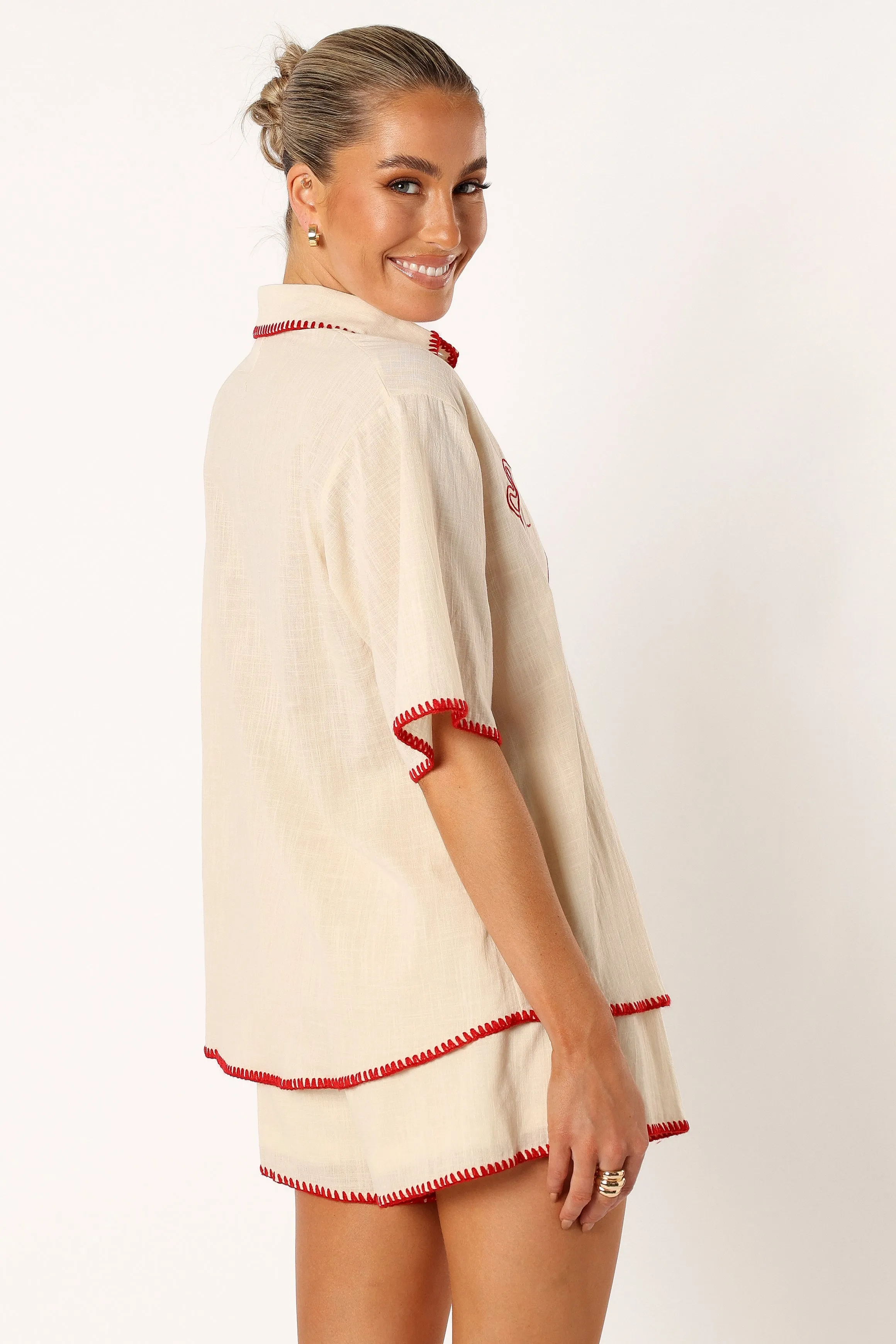 Tobi Short Set - Beige Red