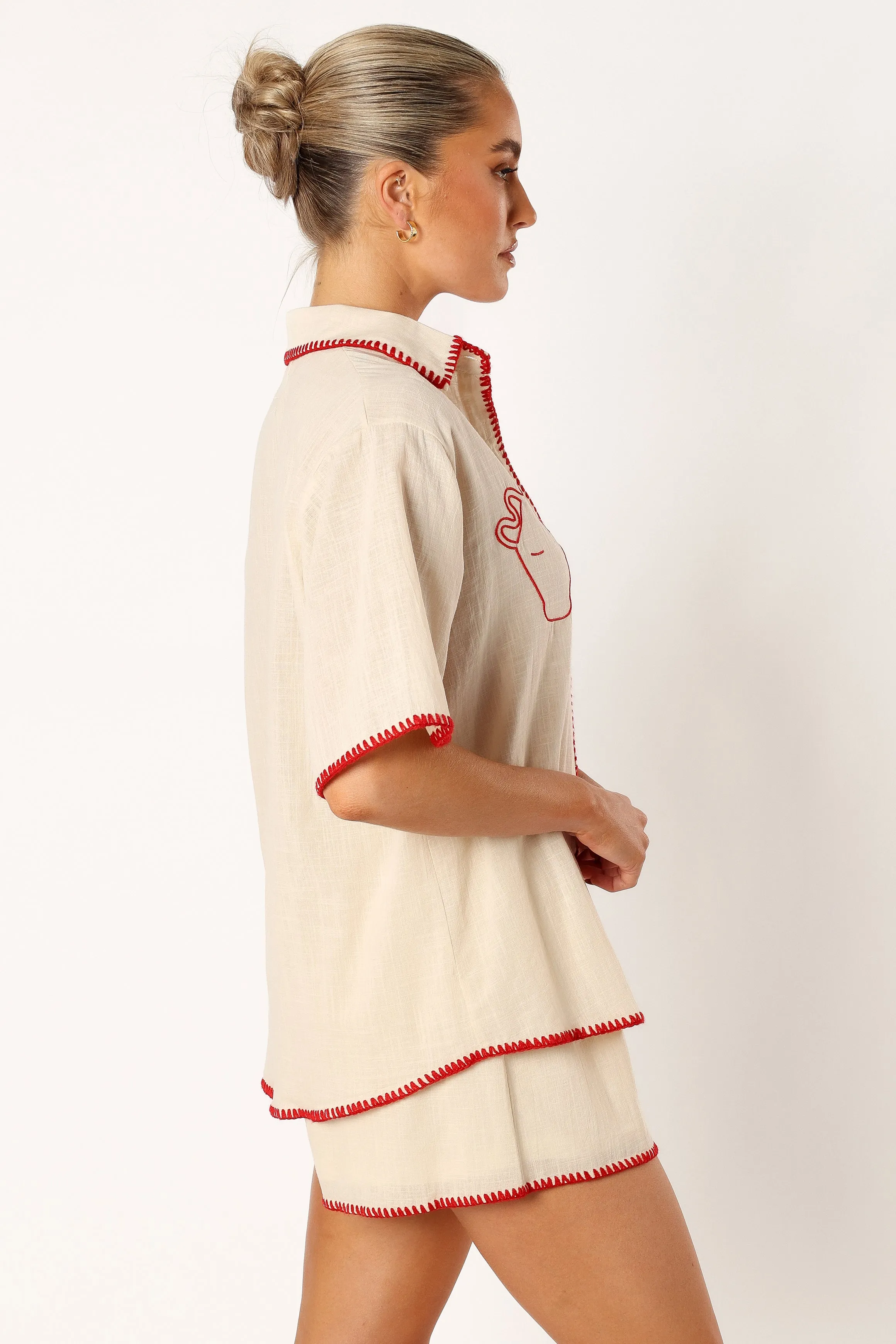 Tobi Short Set - Beige Red