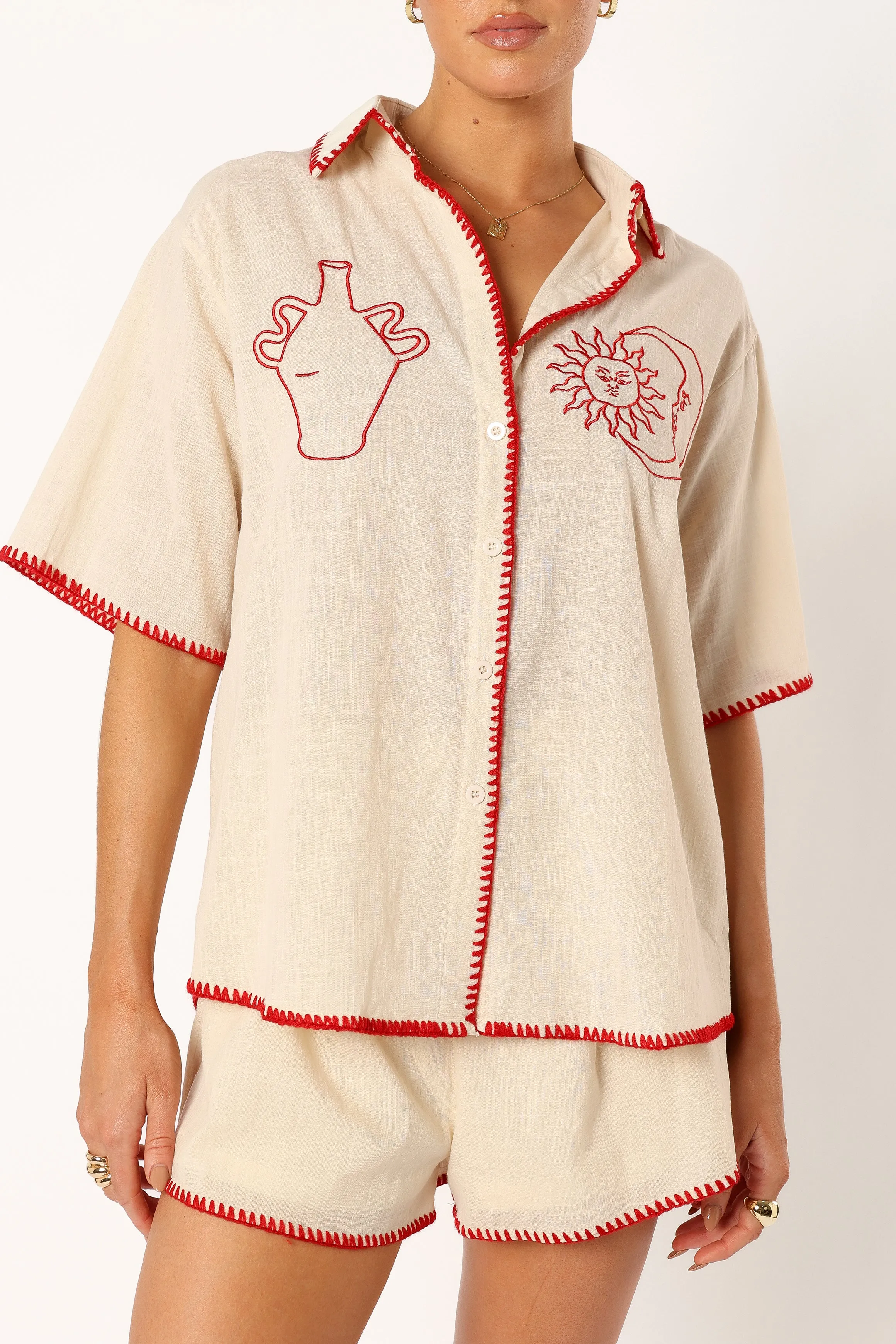 Tobi Short Set - Beige Red