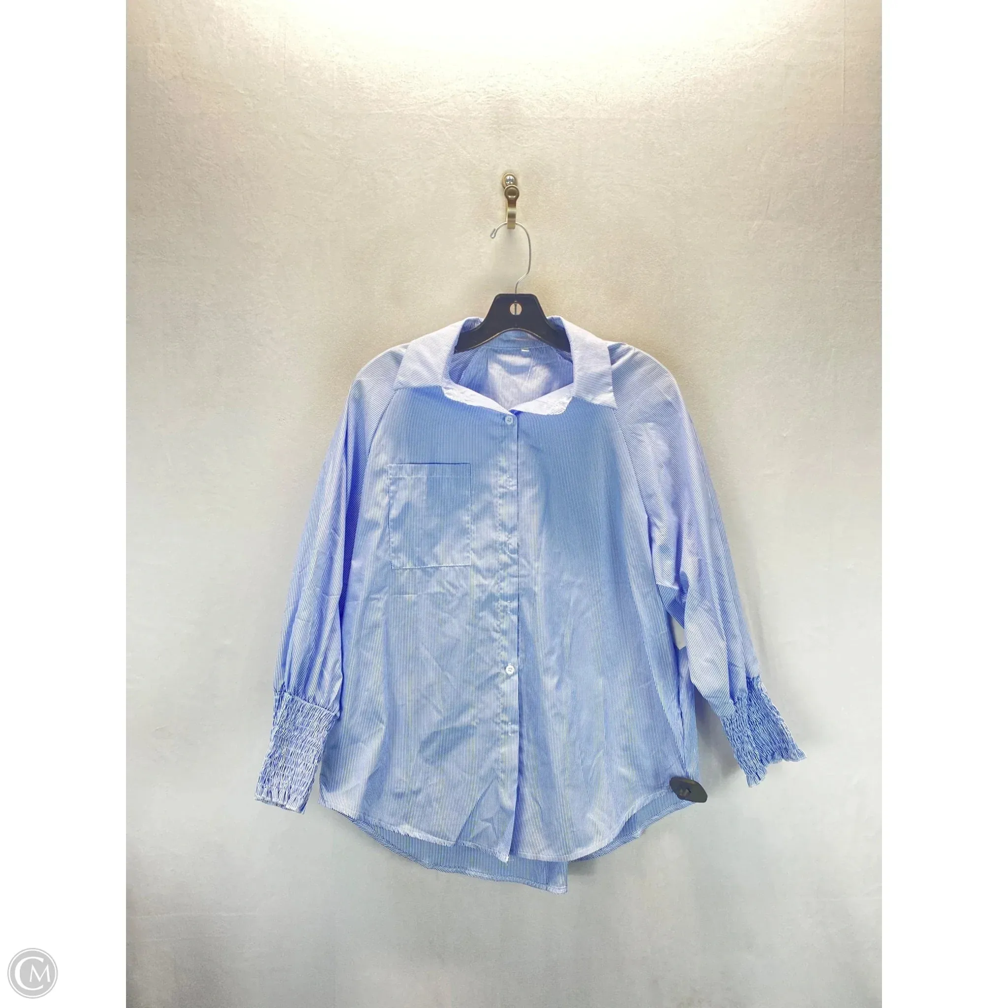 Top Long Sleeve By Clothes Mentor In Blue & White, Size: S