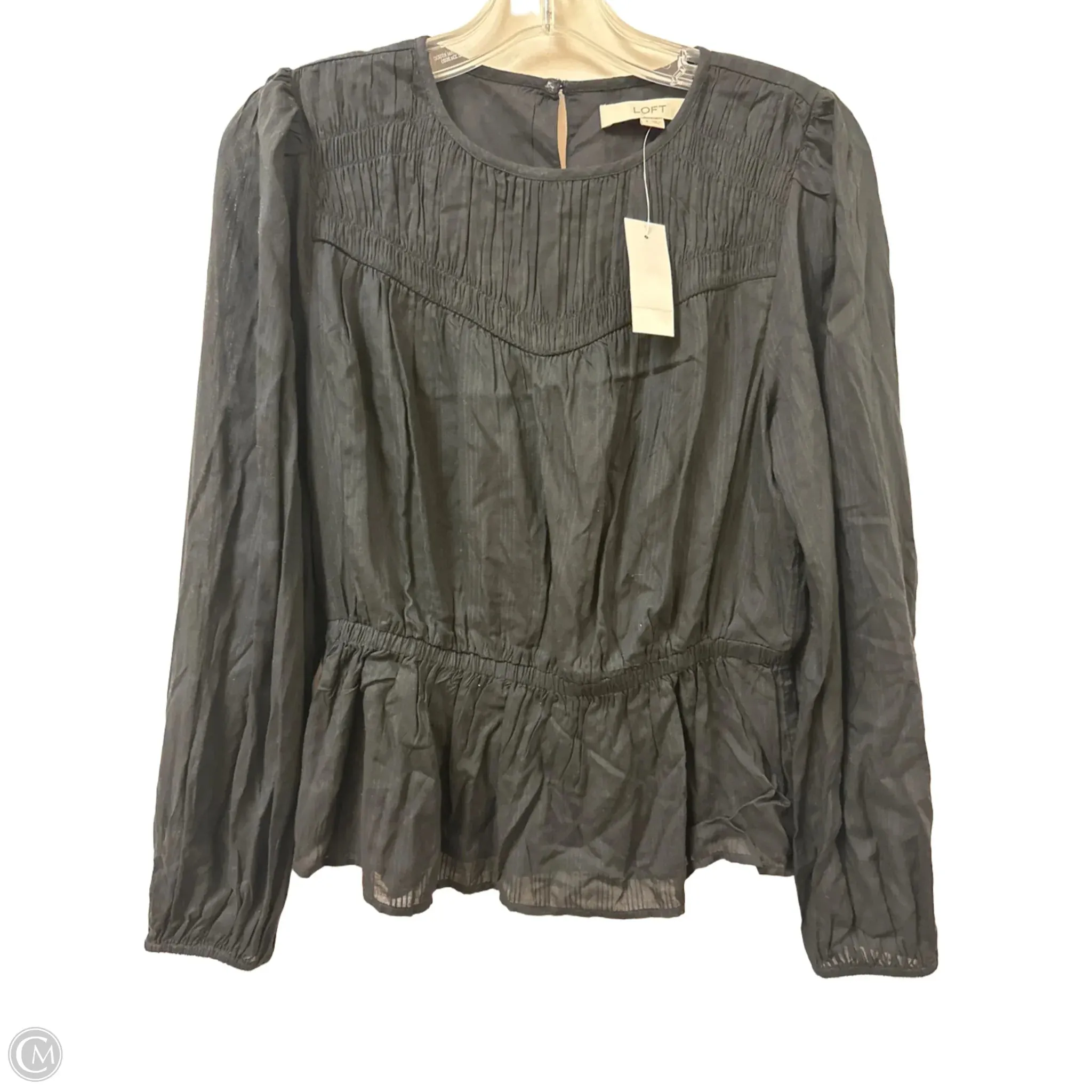Top Long Sleeve By Loft In Black, Size: S