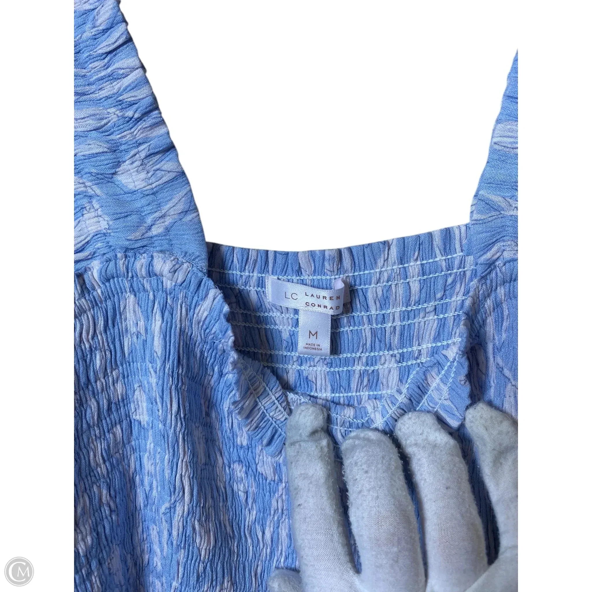 Top Sleeveless By Lc Lauren Conrad In Blue & White, Size: M
