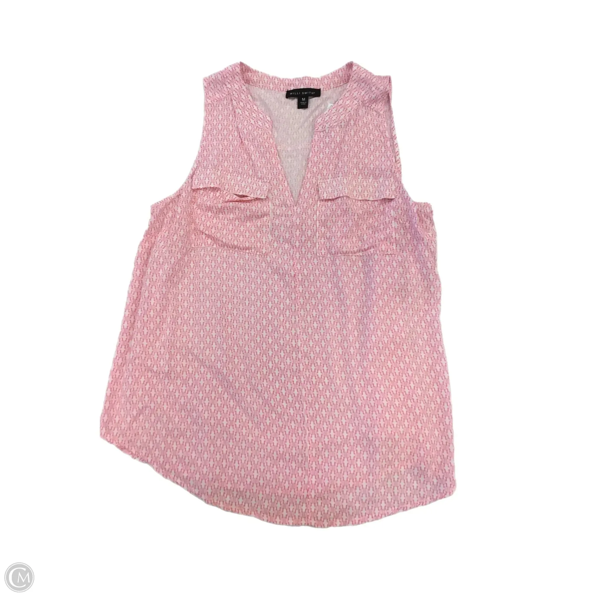 Top Sleeveless By Willi Smith In Pink & White, Size: M