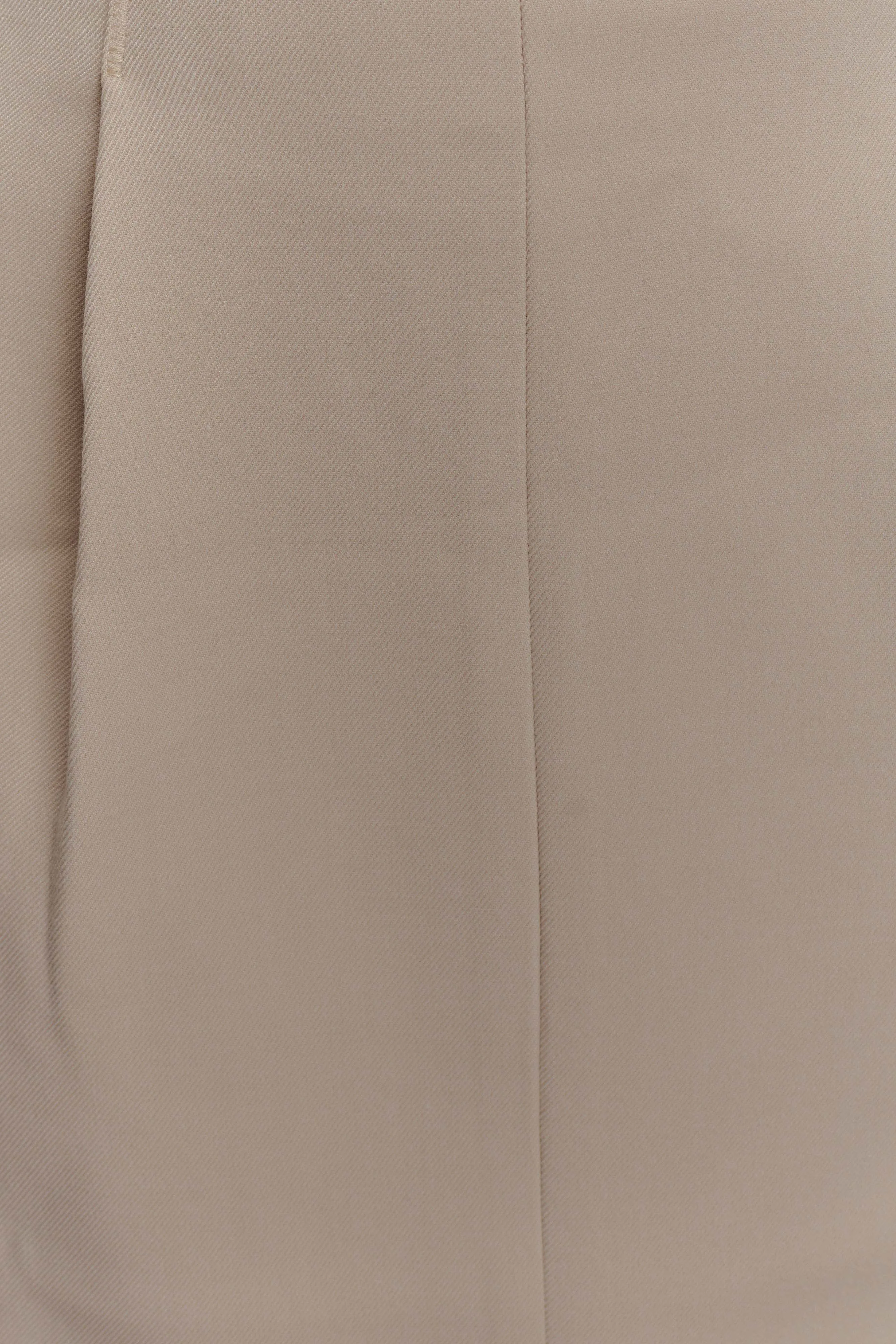 Vera Suiting Split Front Midi Skirt - Ivory Stone