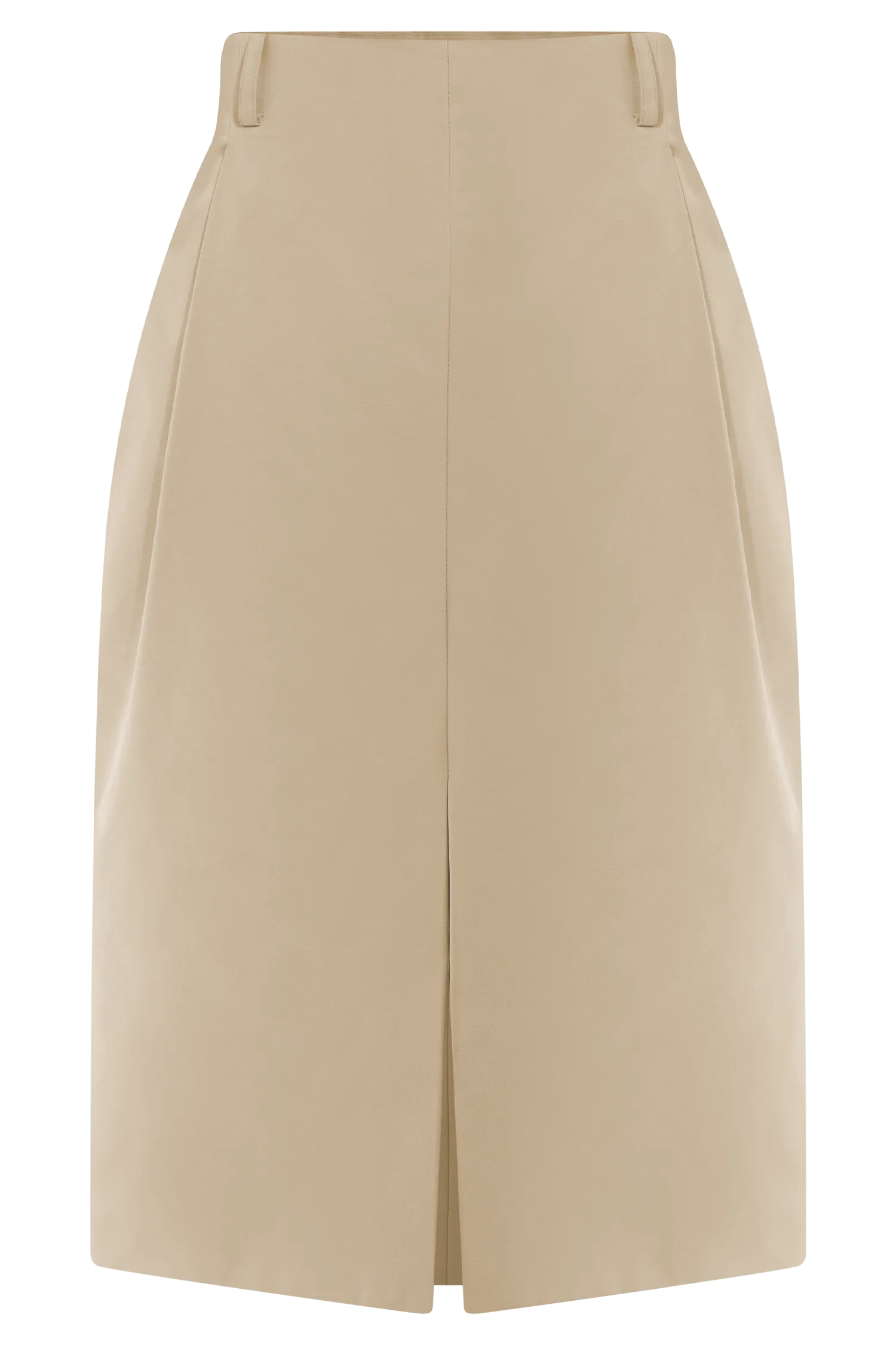 Vera Suiting Split Front Midi Skirt - Ivory Stone