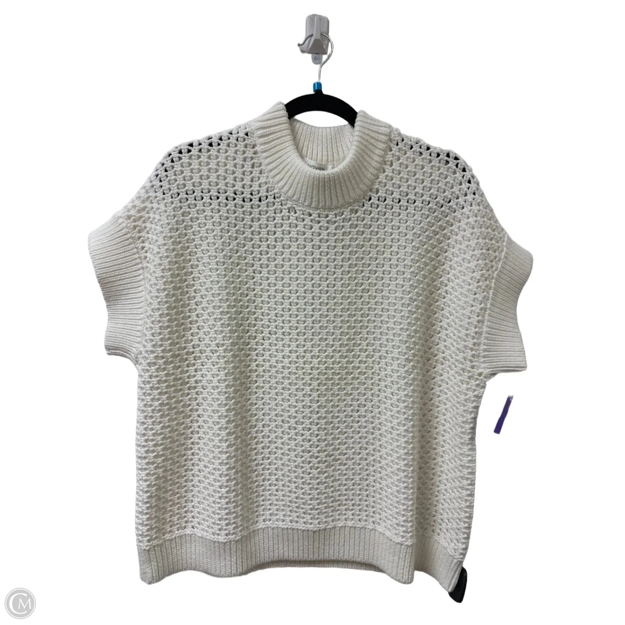 Vest Sweater By Clothes Mentor In Cream, Size: L