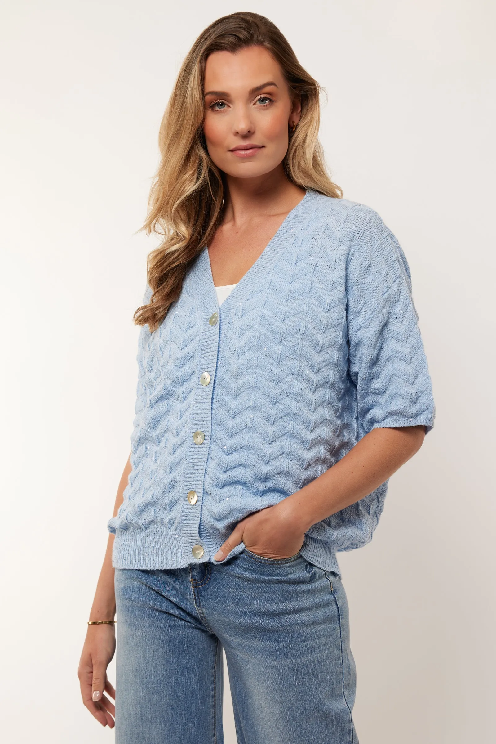 Vest Tate Knitting Chambray Blue