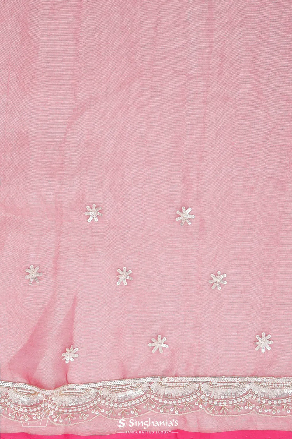 Watermelon Pink Crafted Jaali Tissue Saree