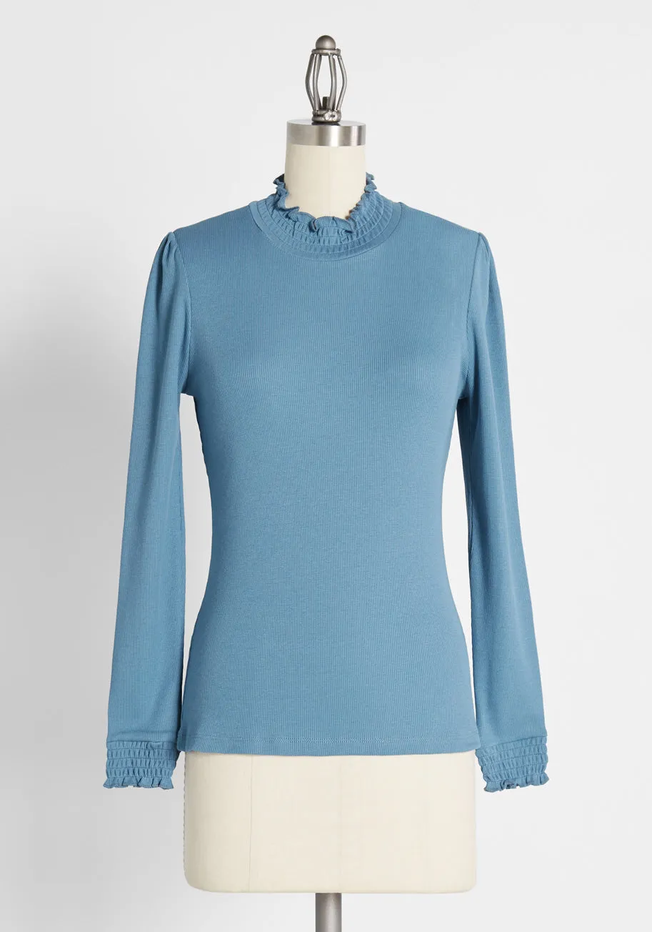 Well Read and Ruffled Mock Neck Top