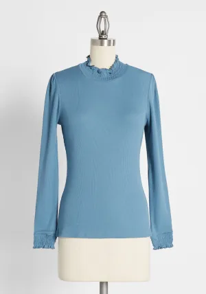 Well Read and Ruffled Mock Neck Top