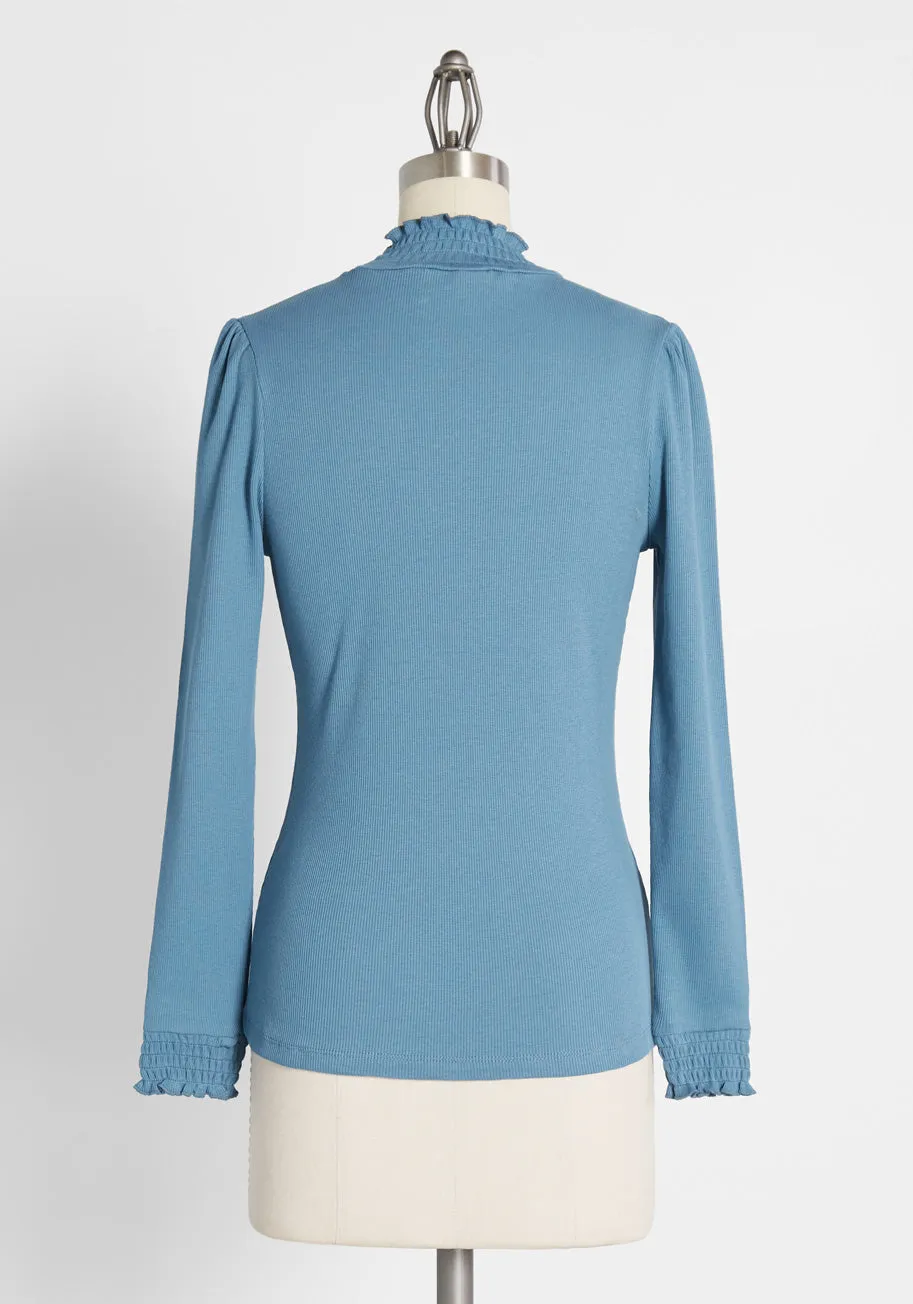 Well Read and Ruffled Mock Neck Top