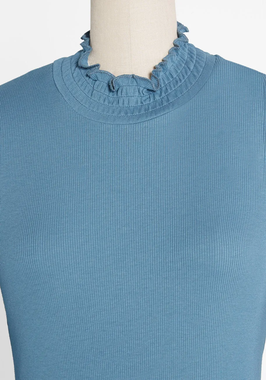 Well Read and Ruffled Mock Neck Top