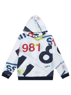 White Graphic Hooded Long Sleeve Active Top (7-16)