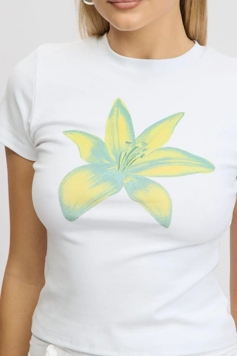 White Graphic Tee Short Sleeve