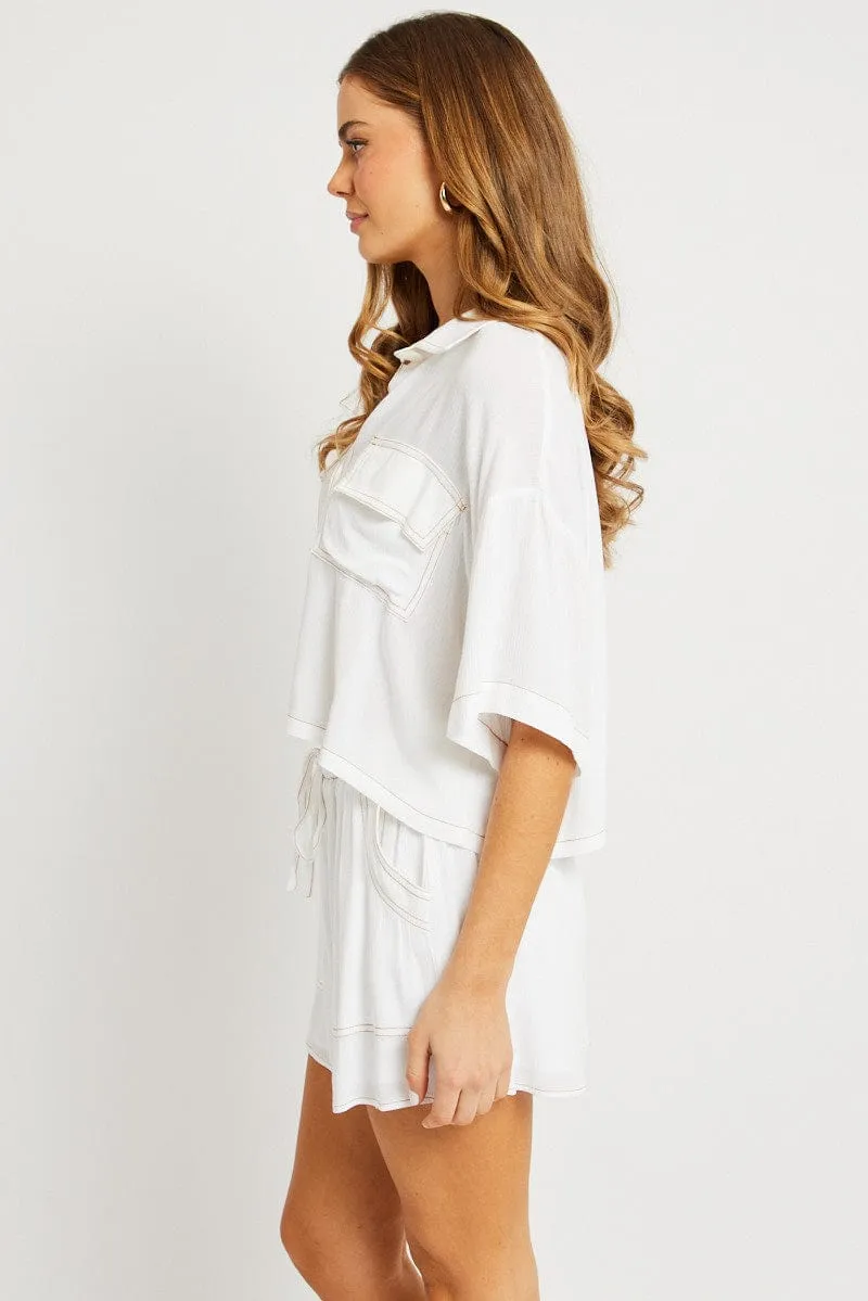 White Relaxed Shirt Short Sleeve
