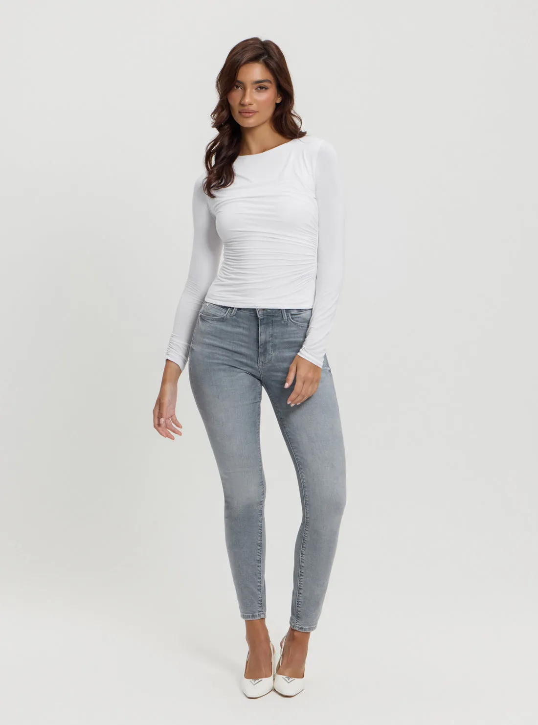 White Shirred Noelle Top