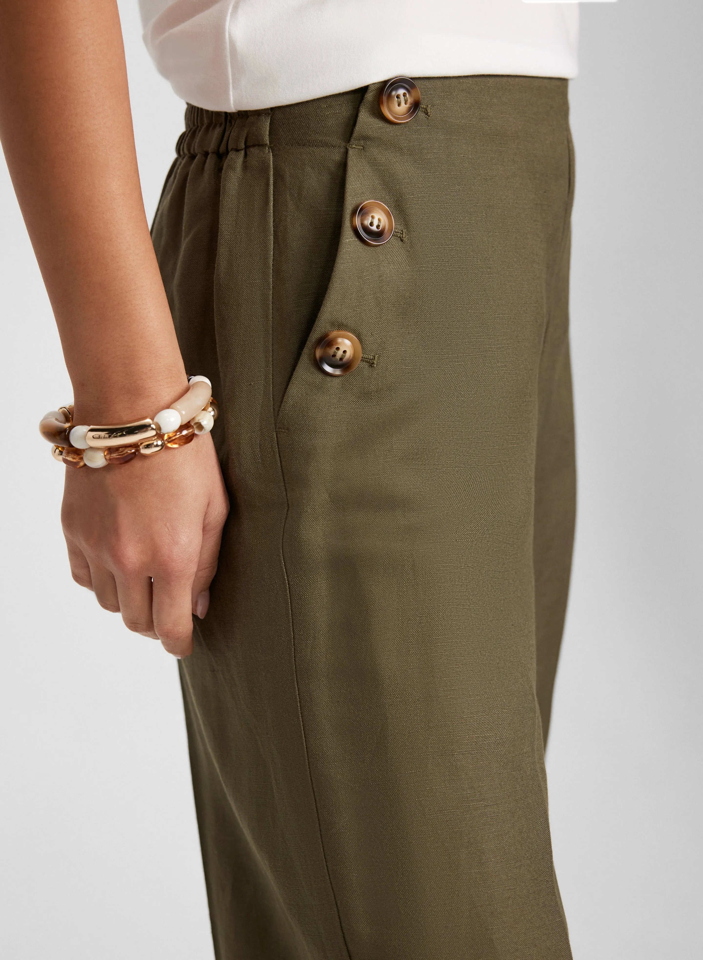 Wide Leg Linen-Blend Capris