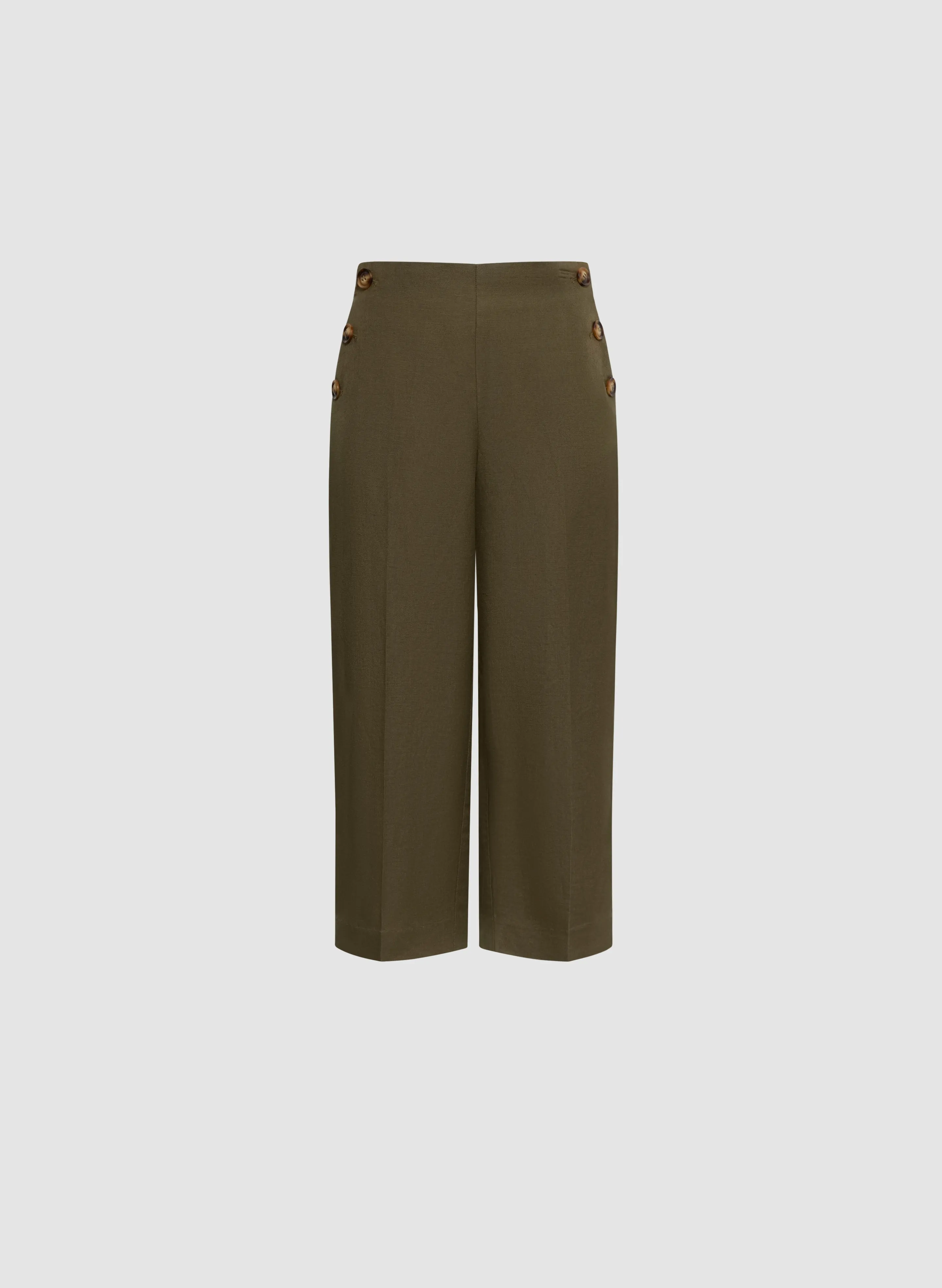 Wide Leg Linen-Blend Capris