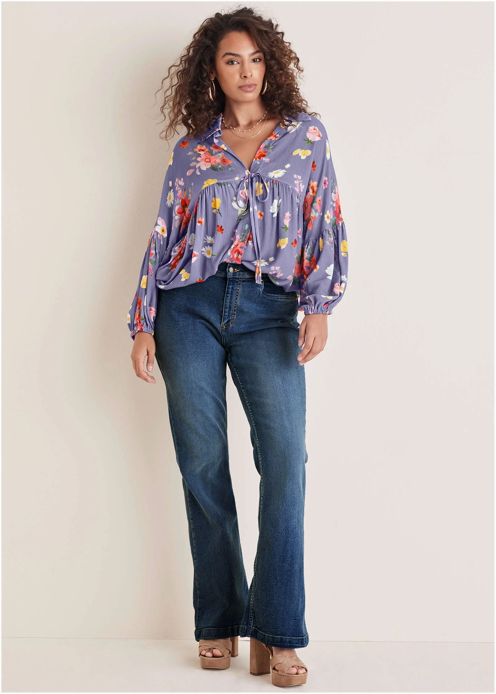 Woven Tunic Top - Blue Multi